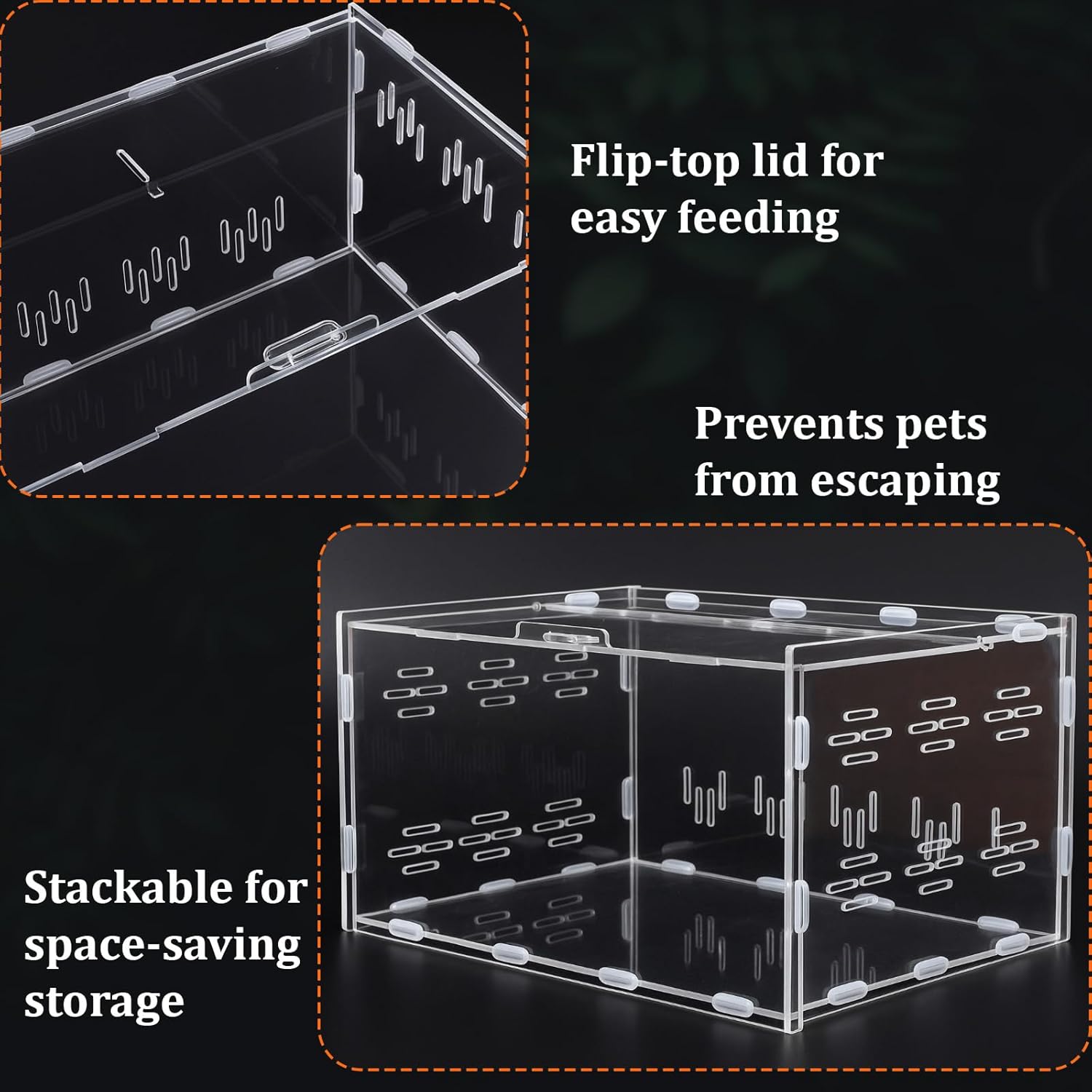Kathfly 13 Pcs Mini Reptile Terrarium Starter Kits, 12x8x6'' Insect Amphibians Reptile Tank Insect Habitat Cage Acrylic Tank Hidden Shell Heat Lamp Hammock and Other Accessories for Fish Turtle Spider - Image 4