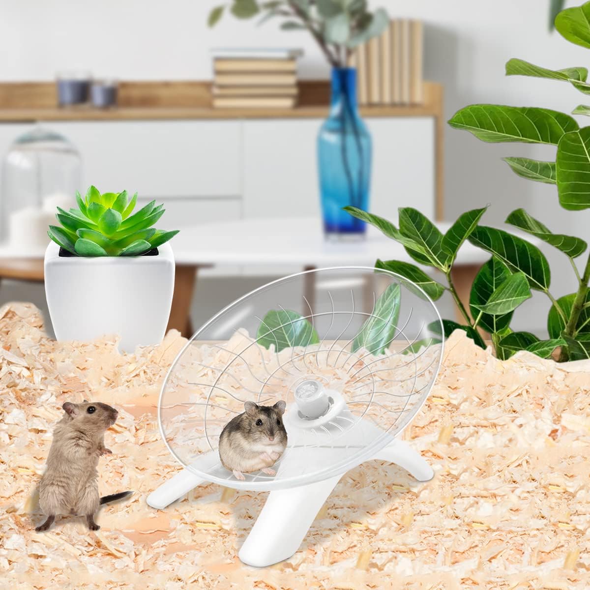 Hamster Wheel Hamster Flying Saucer Silent Exercise Wheel Running Wheel for Dwarf Hamsters Gerbil Mice Small Animals (White) - Image 5