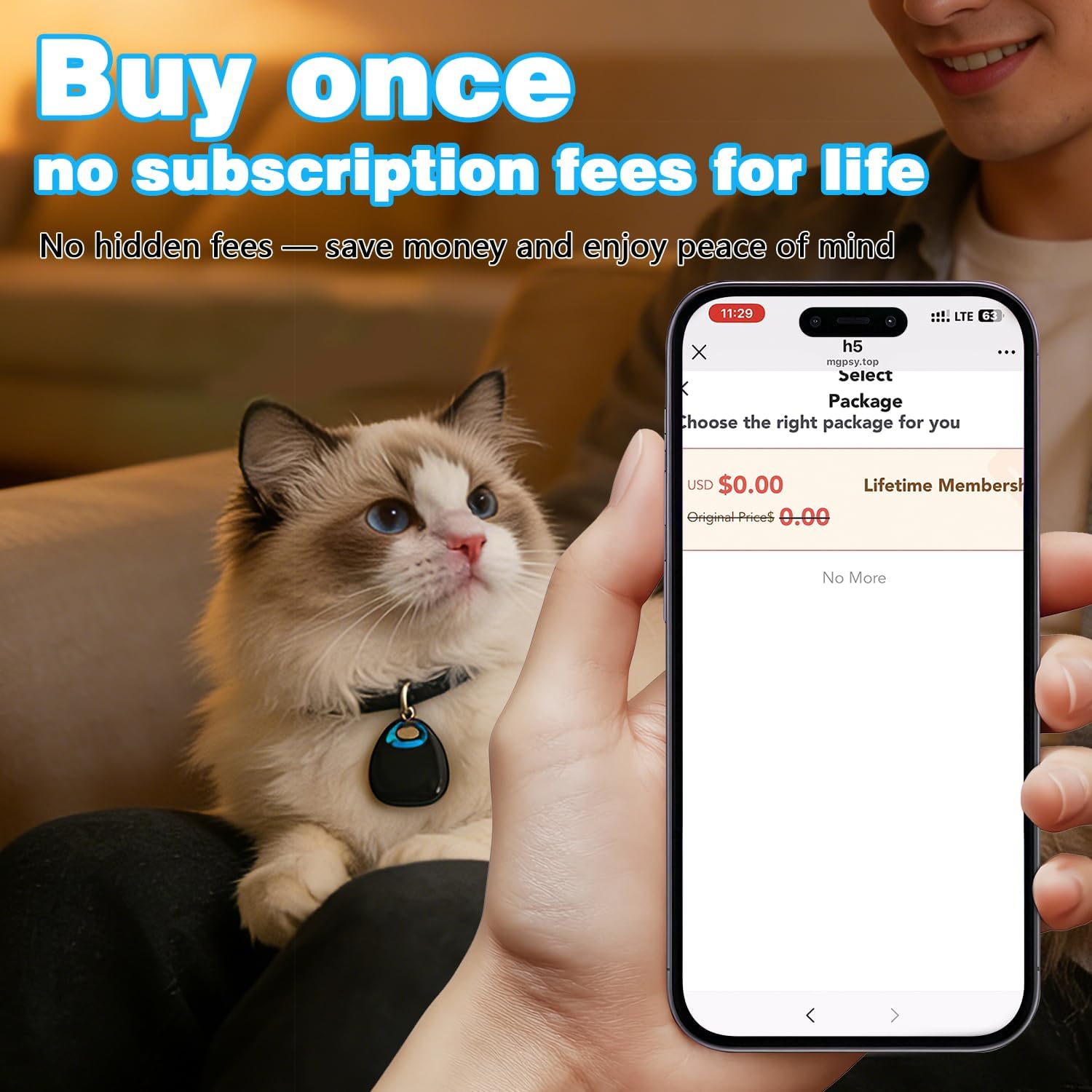GPS Tracker for Dogs & Cats – Waterproof, Lightweight, Mini Real-Time Pet Locator with 1-Year Battery, No Subscription or SIM Required, Track History, iOS & Android Compatible Now 2026 - Image 3