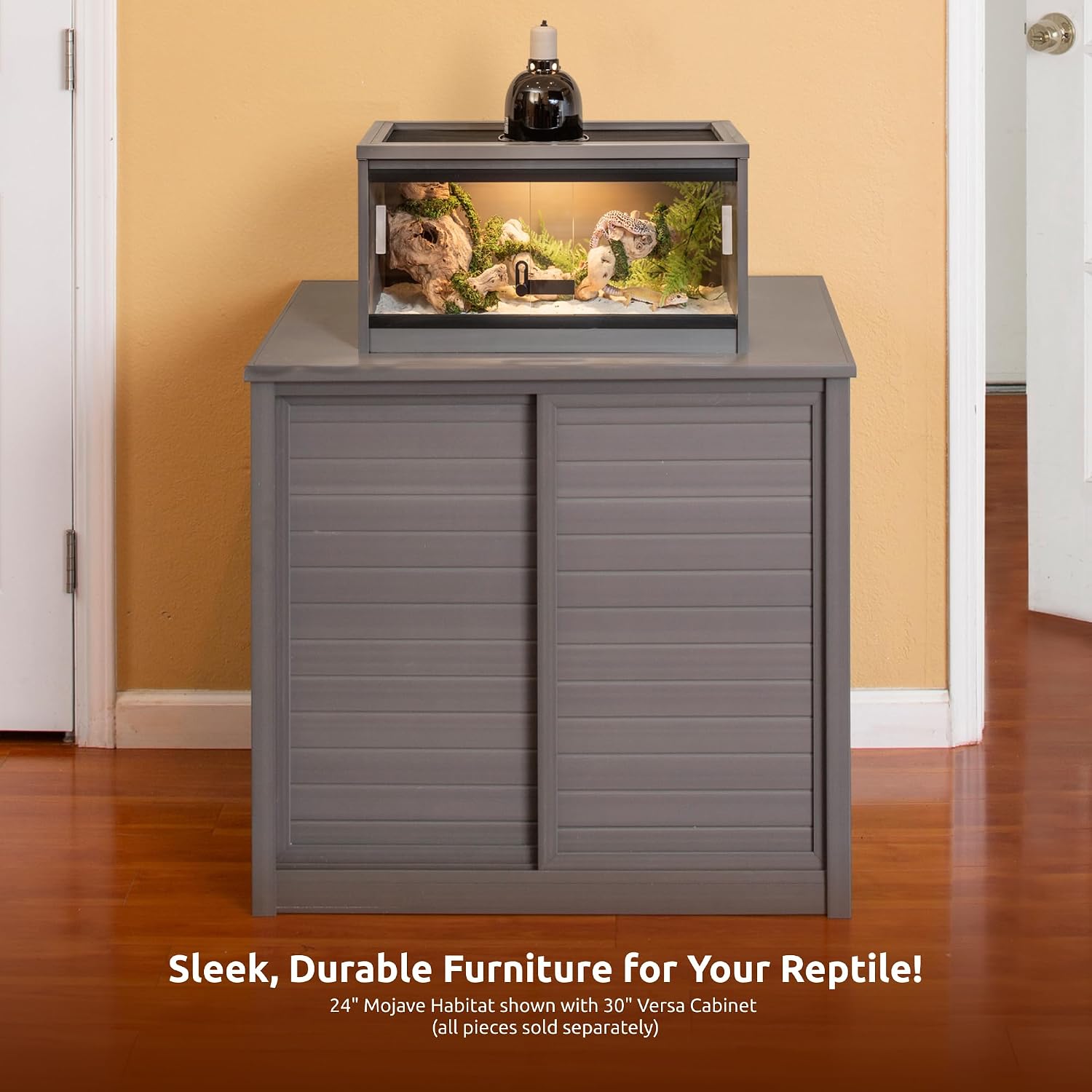 New Age Pet ECOFLEX Small 24" Reptile Habitat Enclosure, Glass Front Terrarium for Snakes, Lizards & Tortoises, in Maple or Grey, Easy to Clean, Front Access Design - Image 12