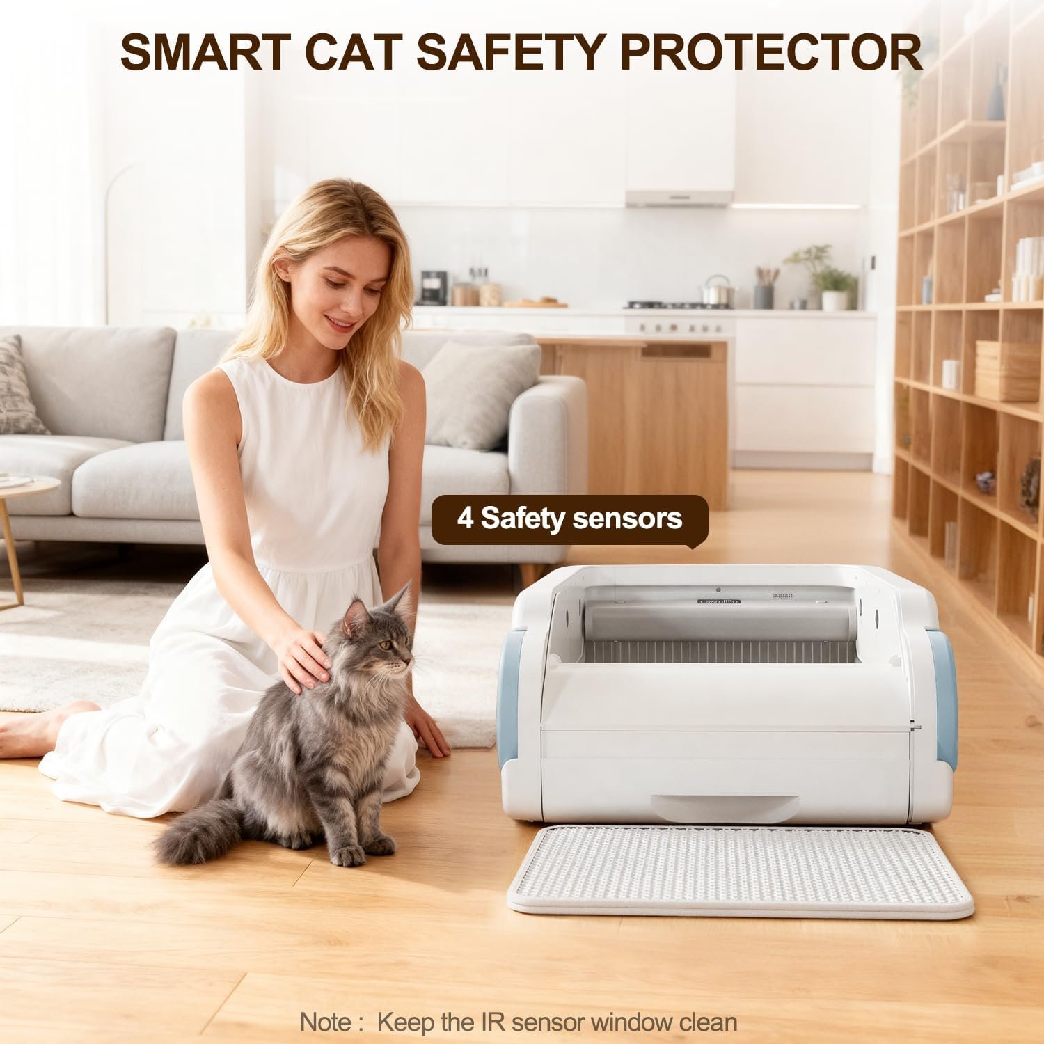 Automatic Litter Box Open Top Self Cleaning Cat Litter Box for Multiple Cats Electric Litter Box with Smart APP Control,Blue - Image 4