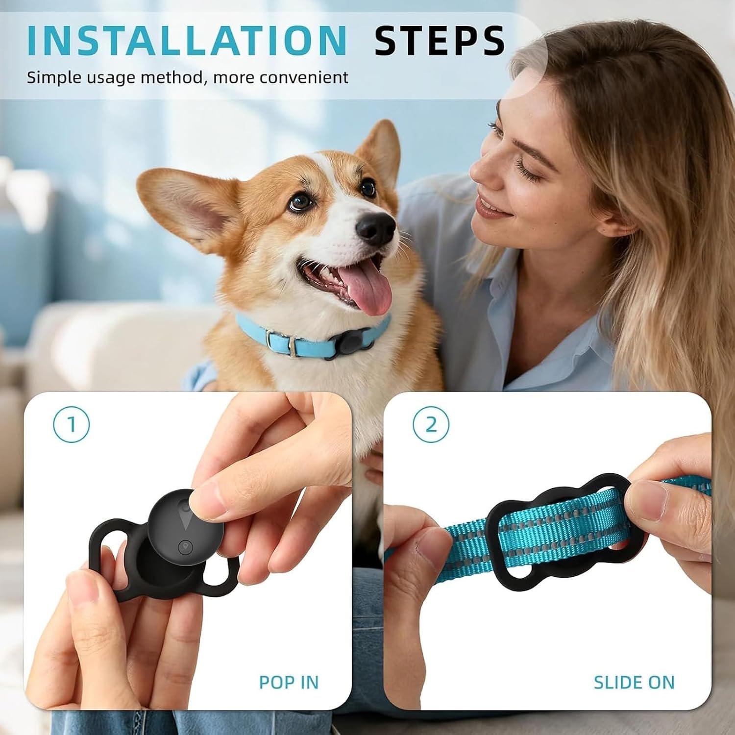 Pet GPS Tracker for Dogs,Mini Collar Location Trackers for Cats(Compatible with iOS Locate),No Monthly Fee Subscription,IP68 Waterproof Real-Time Global Location Tracking Anti-Lost Device-Black - Image 6