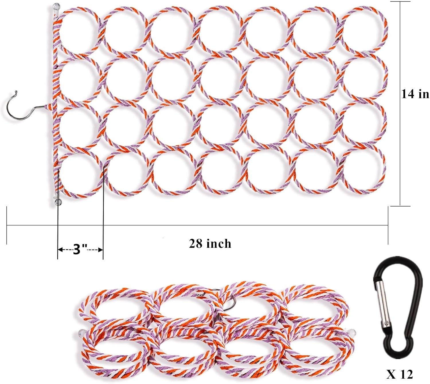 Yopay 4 Pack Parrot Bird Swing Hanging Toys, Rat Climbing Ladder Rope Perch, Net Toy for Cage, Mouse, Mice, Parakeets Cockatiels Conures Lovebirds, Multiple Purpose Scarf Hanger - Image 2