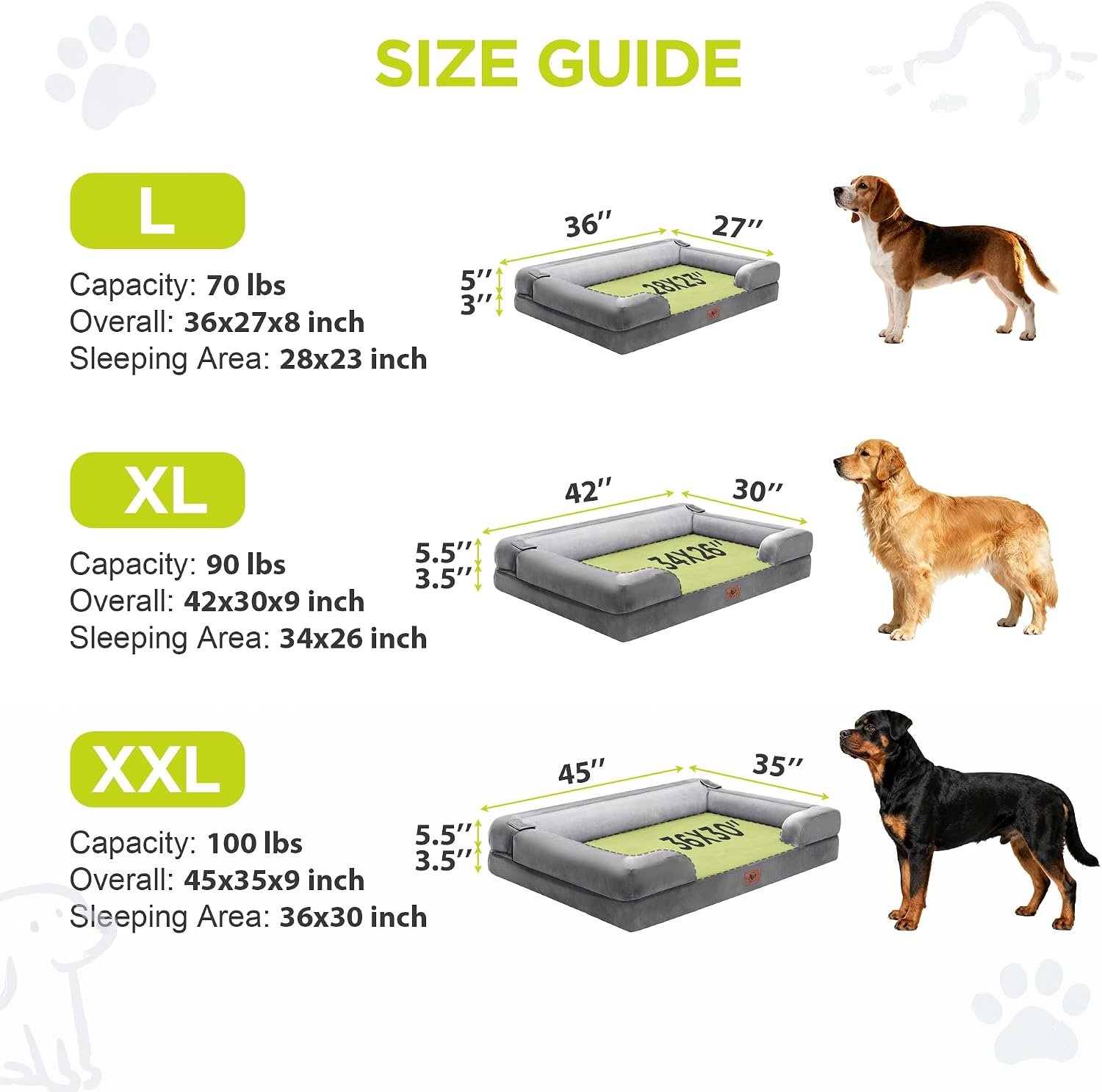 Waterproof Orthopedic Dog Bed for Extra Large Sized Dogs | Memory Foam Pet Bed Sofa with Bolster, Dog Couch with Washable Cover & Non-Slip Bottom, 42x30 Inch, Grey - Image 4