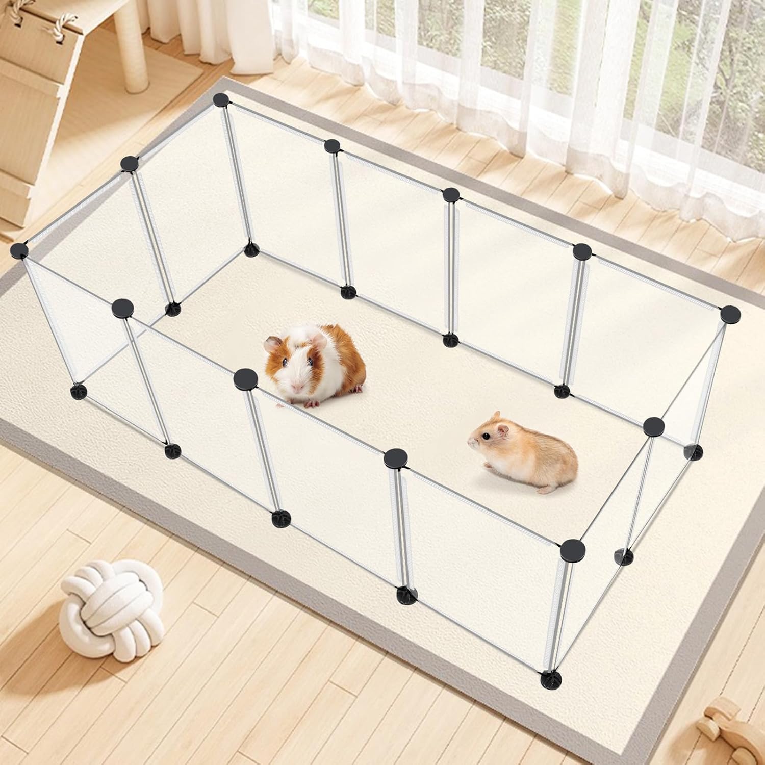 VISCOO 12 Panels Transparent Small Animals Playpen,48" x 24" x 16" Portable Pet Playpen,Plastic Enclosure,Puppy Play Pen for Indoors Outdoor Pet Fence for Guinea Pigs,Bunny,Ferrets,Hamsters,Hedgehogs - Image 7
