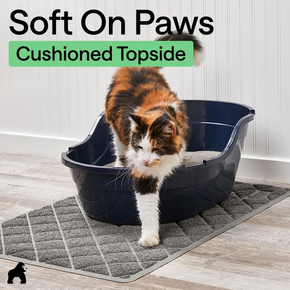 GORILLA GRIP Cat Litter Box Mat, Cushioned Coil Mesh Litter Trapping Mats, Scatter Control Supplies for Less Mess, Phthalate Free, Ultra Deep Catch Grooves, Rinse or Vacuum to Clean, 24x17 Gray - Image 8