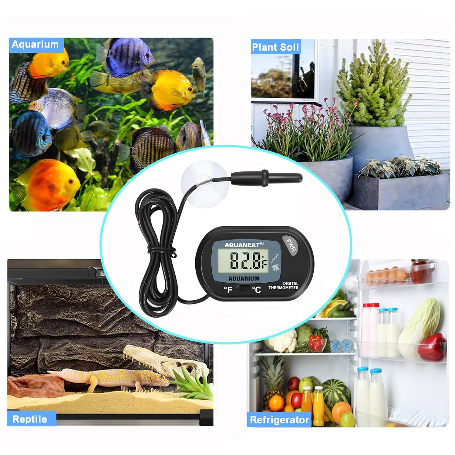 AQUANEAT Aquarium Thermometer, Fish Tank Thermometer, Digital Temperature Test, with Large LCD Display (1 Pack) - Image 7