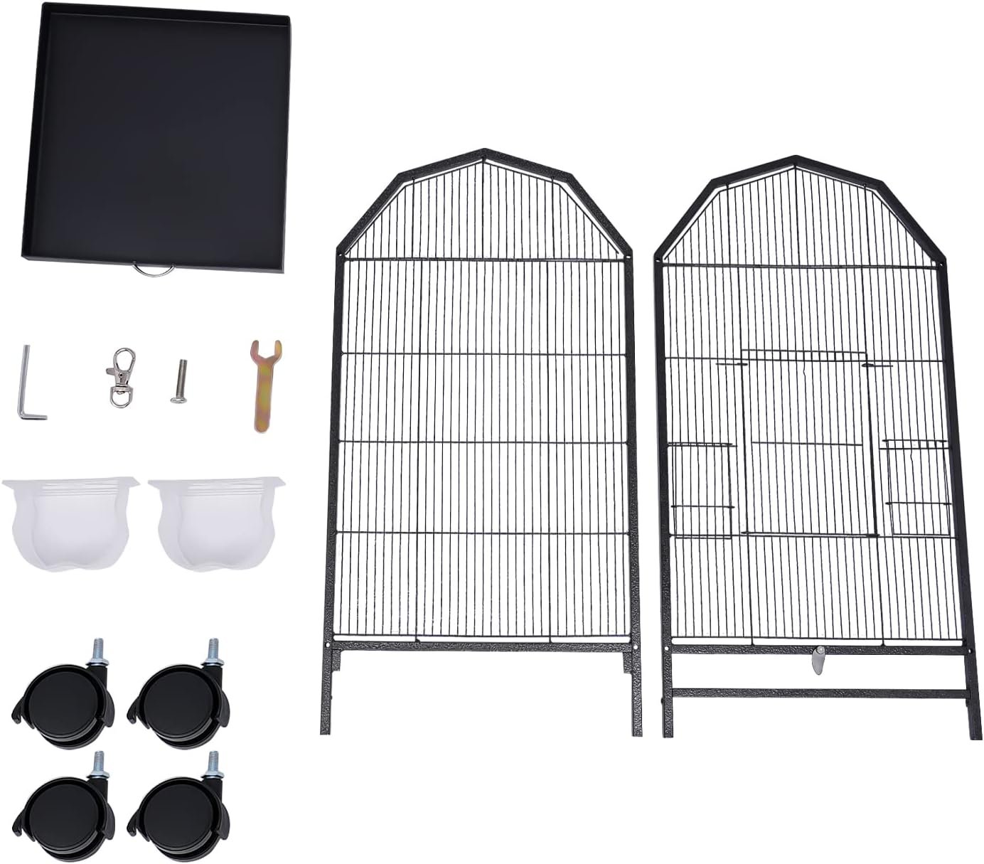 Birdcage Open Top 40 Inch Birdcages with Pull-Out Tray, Medium Small Bird Cage, Rolling Bird Cages with Wheels for Parakeets, Parrot, Cockatiel, Pigeon, Finch Cage for Birds(Black) - Image 9
