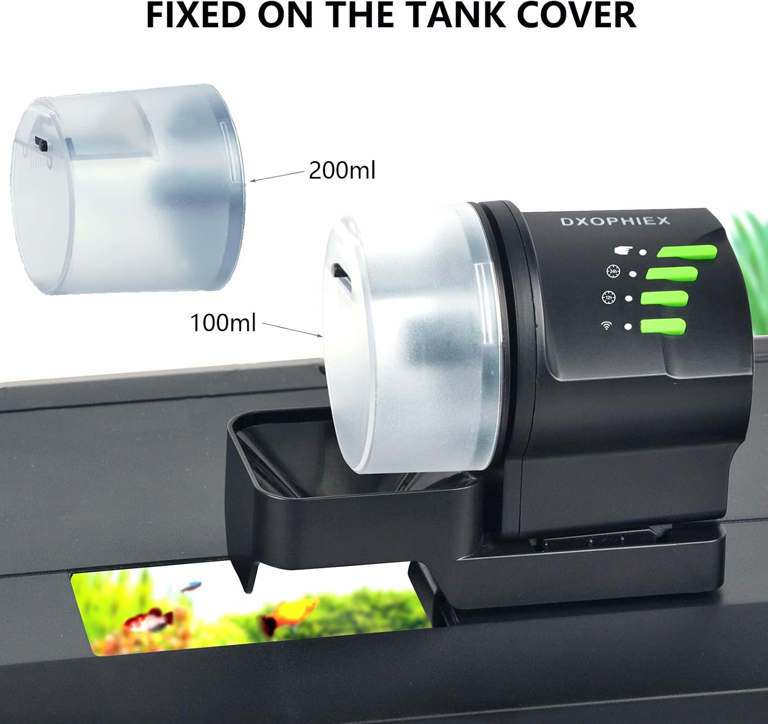 DXOPHIEX WiFi Fish Feeder Automatic Fish Feeder Automatic Dispenser Vacation for Aquarium and Turtle Tank with Feeding Ring - Image 3