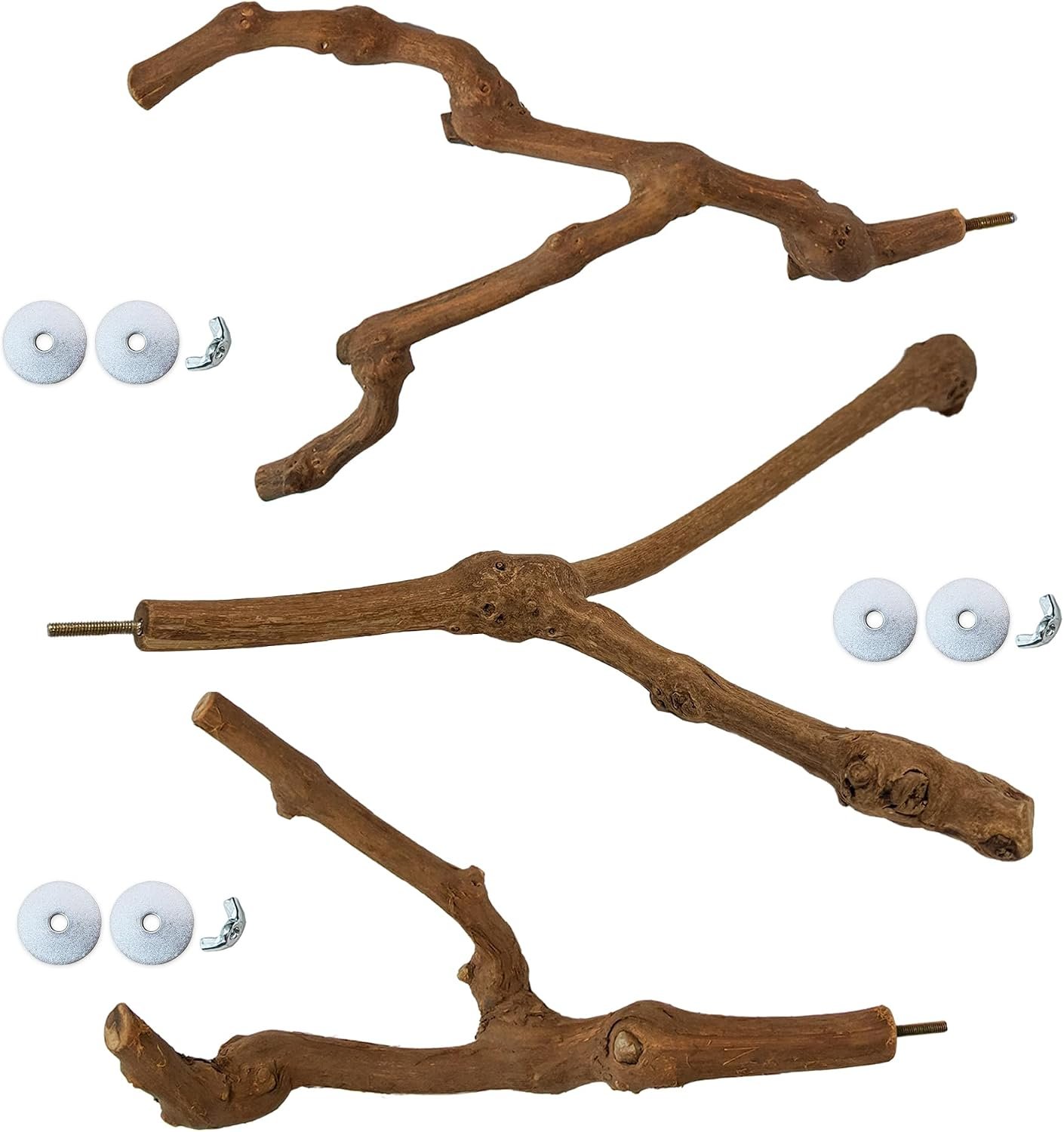 3PCS Bird Perch Natural Grape Stick Chewable Bird Stand Paw Grinding Branches Toy Cage Accessories for Small Budgies Cockatiels Lovebirds - Image 2