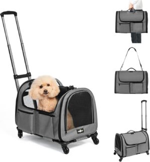 Large Pet Carrier with Wheels, Fold...