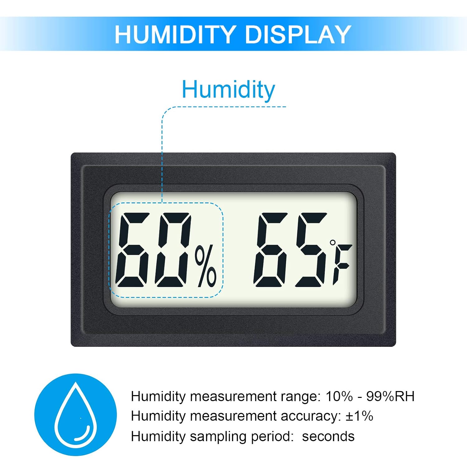 Mini Digital Thermometer 2-Pack Hygrometer Indoor Humidity Monitor Temperature Humidity Gauge Meter with Fahrenheit (℉) for Greenhouse, Garden, Cellar, Closet Etc by DWEPTU - Image 4