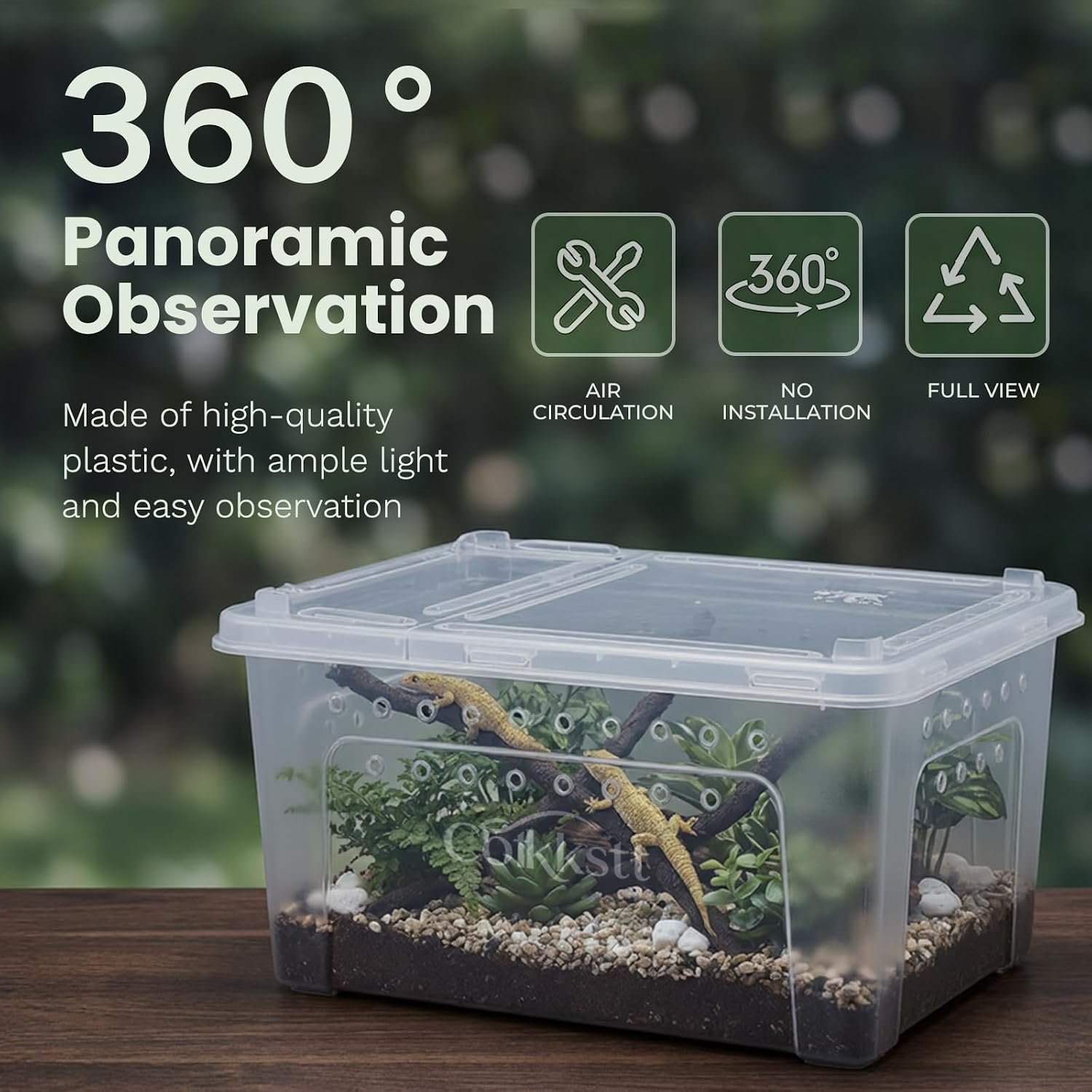 10 Pcs Reptile Breeding Box Kit & Snake Feeding Box, Portable Transparent Habitat for Spiders & Lizards, Small Reptile Enclosure with Plastic Feeder Dish, Thermometer Hygrometer & More - Image 2