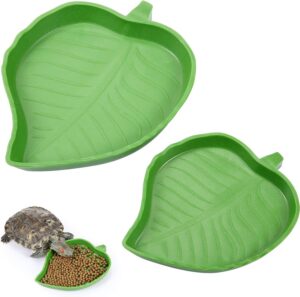 Boao 2 Pieces Leaf Reptile Food Wat...