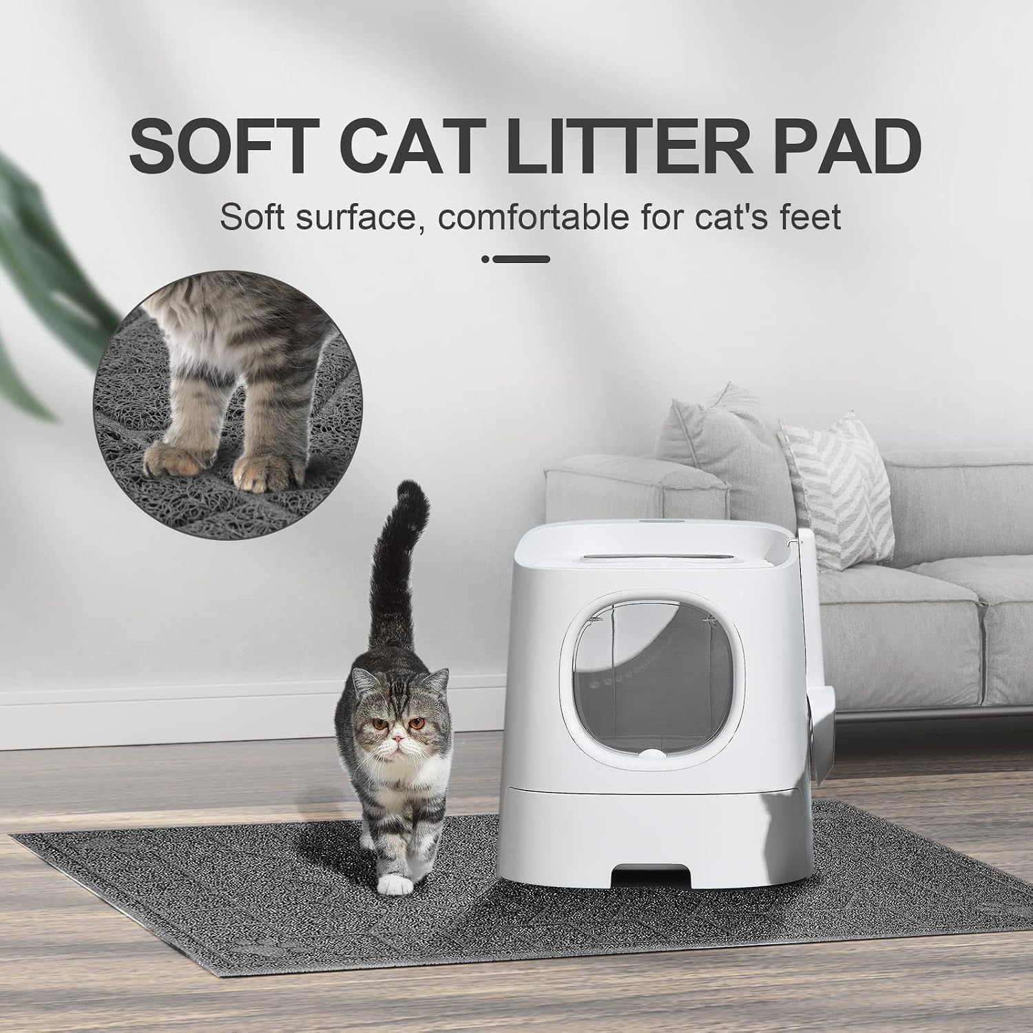 Cat Litter Box Mat, 35" x 24" Large Kitty Litter Trapping Mat Keep Floor Clean, Litter Box Mat Scatter Control, Waterproof, Easy to Clean, Durable Large Size Litter Mats for Floor - Image 5