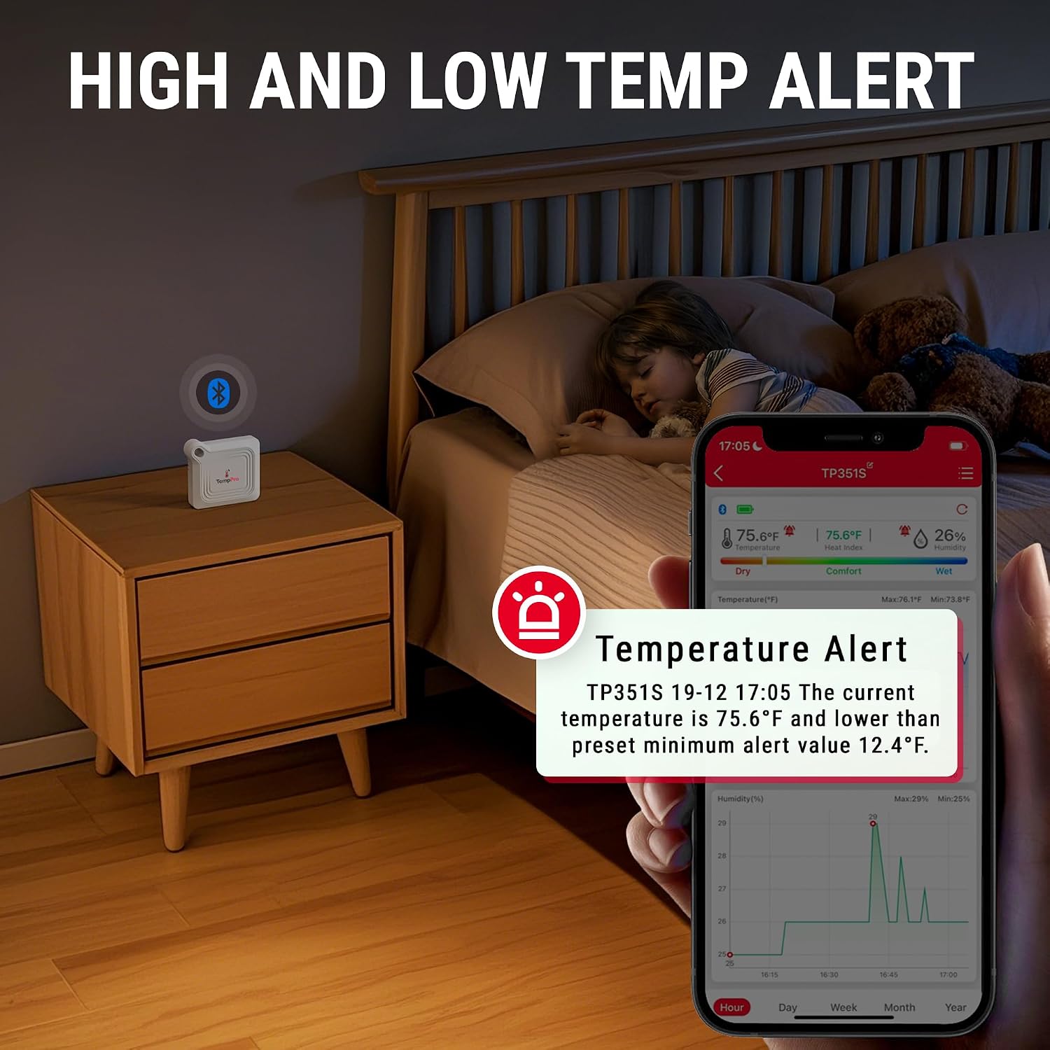 TempPro TempAir Bluetooth Thermometer Hygrometer, 260 ft Temperature Sensor | Greenhouse Thermometer with Remote App Control, Temperature and Humidity Monitor with 2-Year Data Logging Export - Image 5