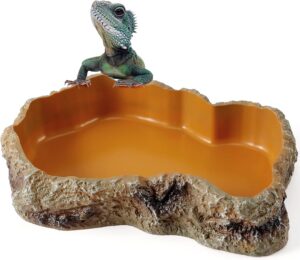 Reptile Food Water Resin Rock Bowls...