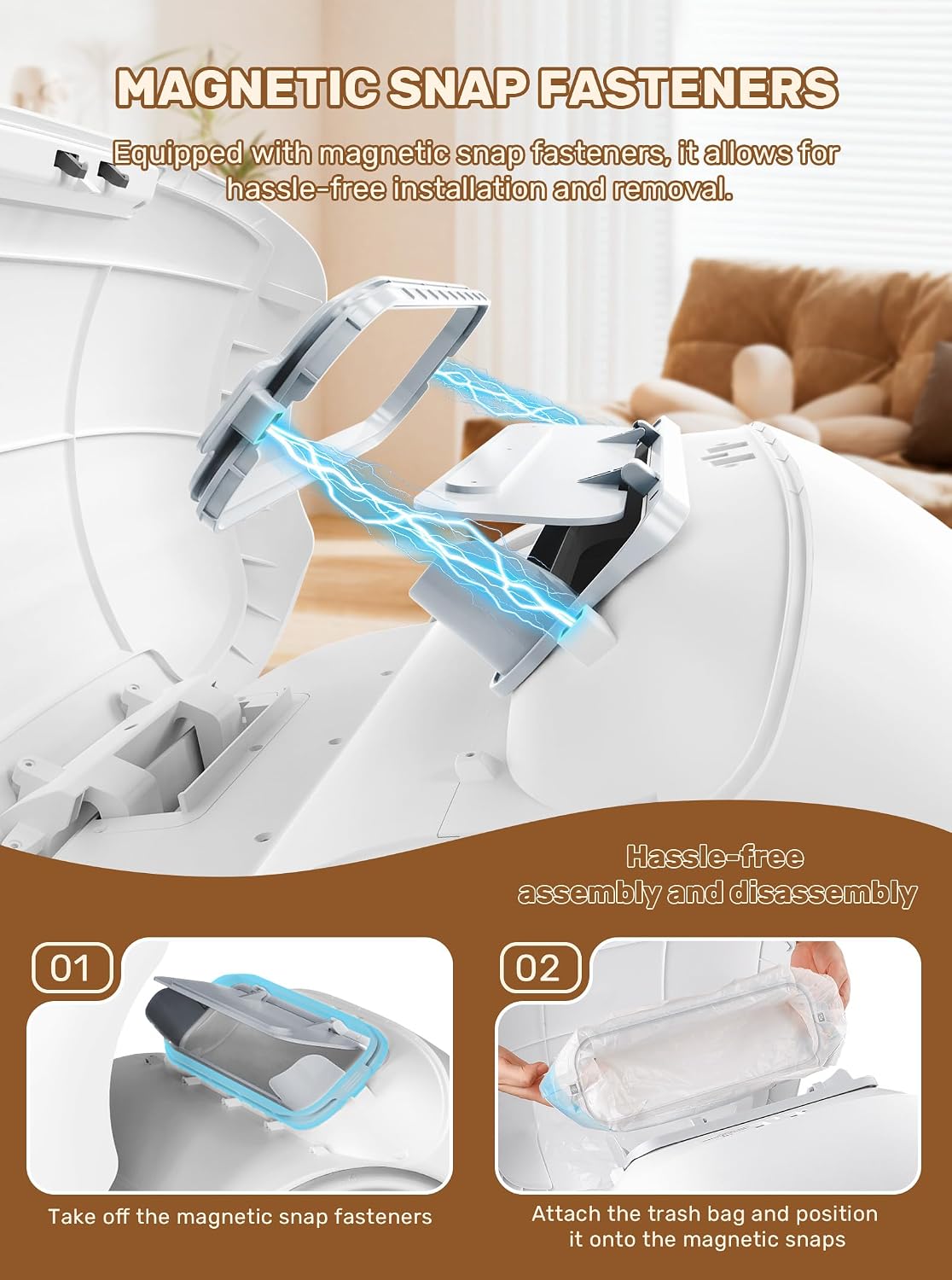 Automatic Litter Box, (2026) Multi-Function Upgrade Robot Self Cleaning Litter Box for Multiple Cats, 65L+9L Extra Large, APP Control, Deodorization, 3 Rolls Litter Bag Liners, 1 Odor Eliminator - Image 5