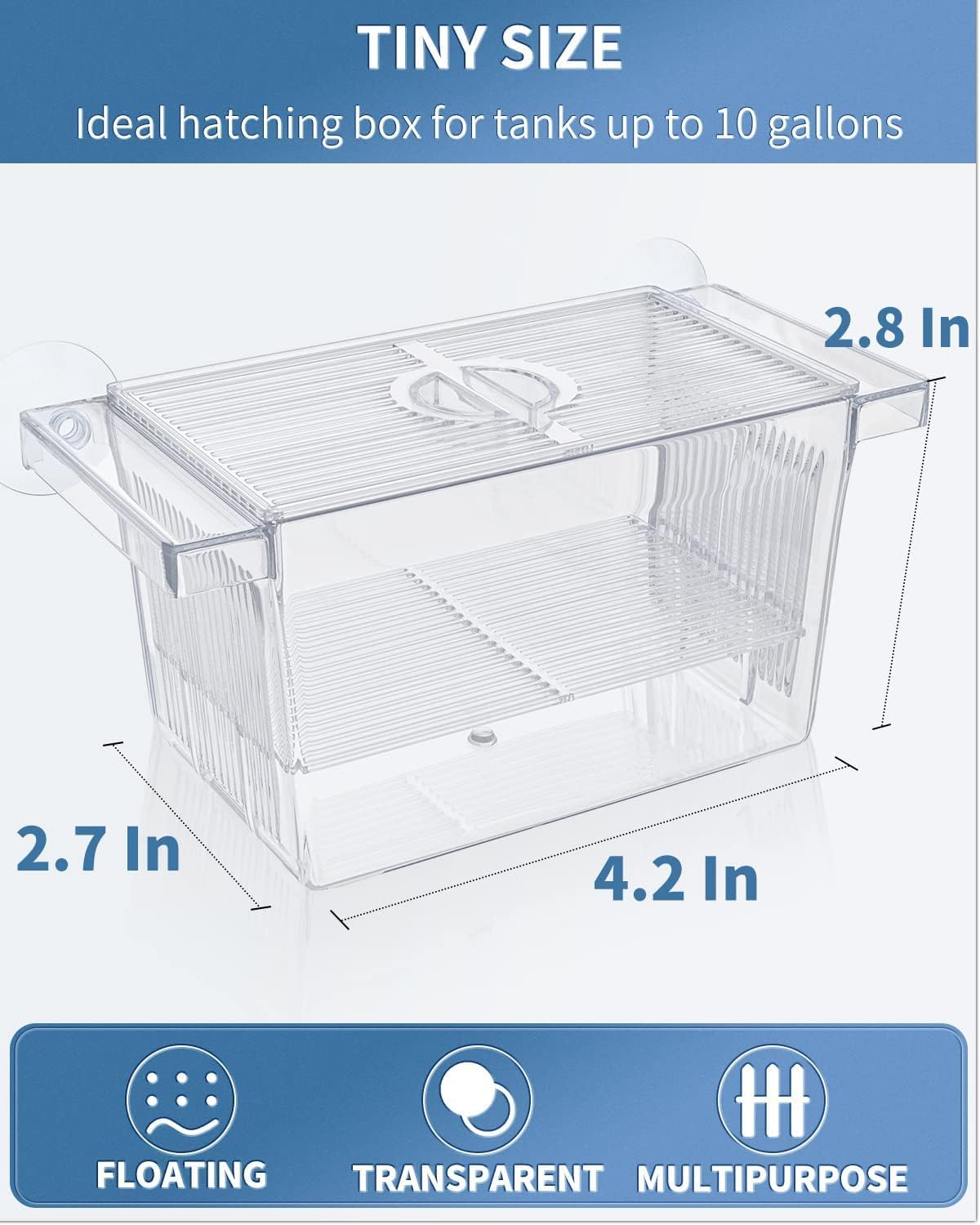 Pawfly Aquarium Fish Breeding Box Acrylic Hatchery Incubator Tank with Suction Cups Small Isolation Box for Baby Small Fish Shrimp and Betta - Image 2