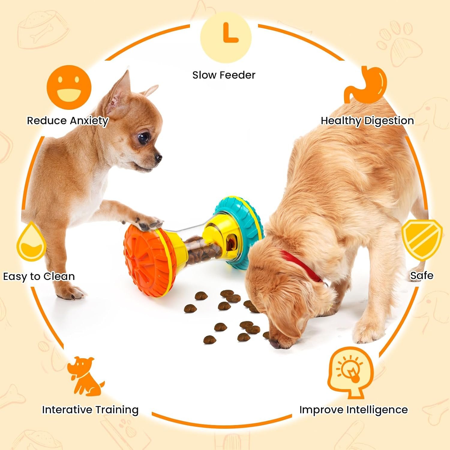 BoYoYo Interactive Dog Toys, Dog Puzzle Toys for Smart, Dog Enrichment Toy to Keep Them Busy, Treat Dispensing Toy Slow Puzzles Feeder, Yellow - Image 6