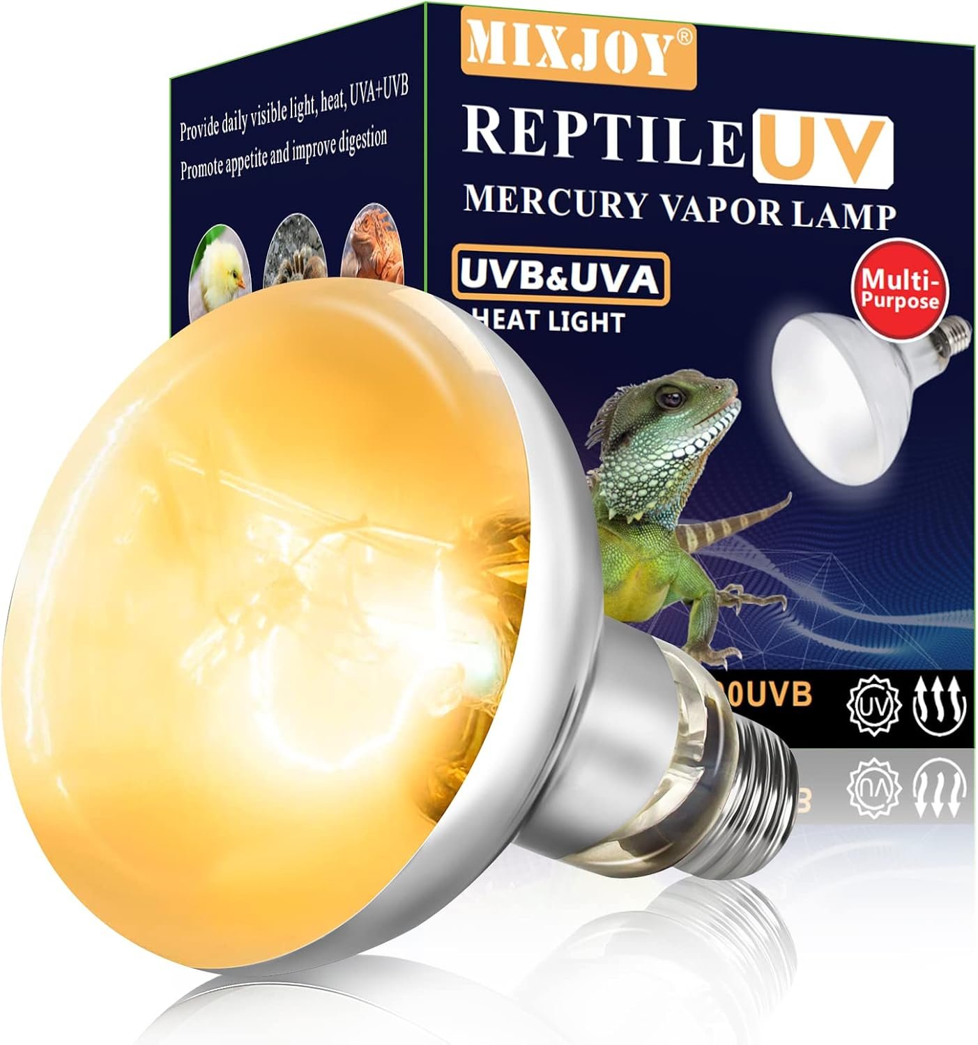 MIXJOY 100W Reptile Heat Lamp Bulb ...
