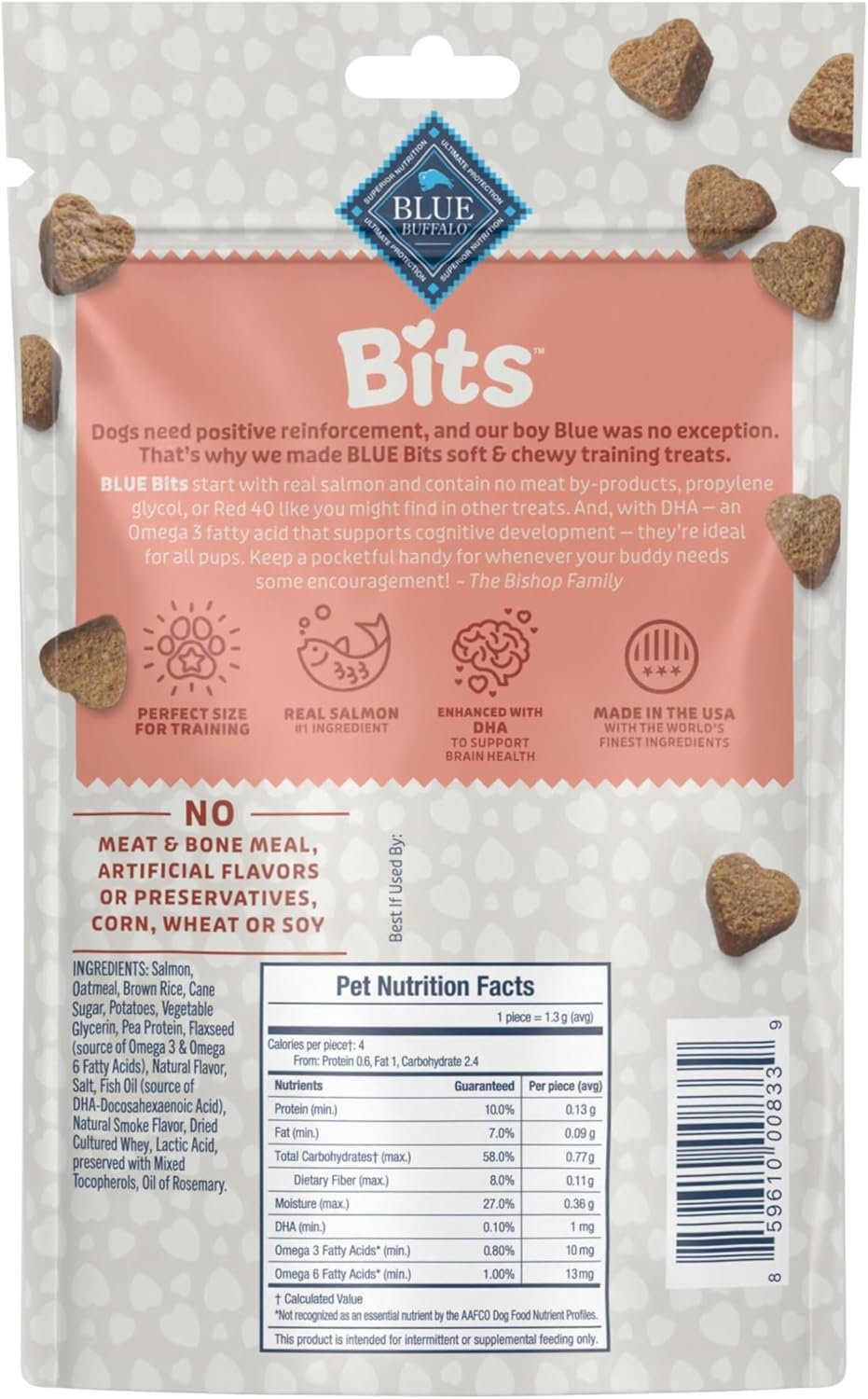 Blue Buffalo Bits Salmon Training Treats, 4 oz | Real Salmon First, DHA for Cognitive Development, No Chicken By-Product Meals, Corn, Wheat, or Soy - Image 2