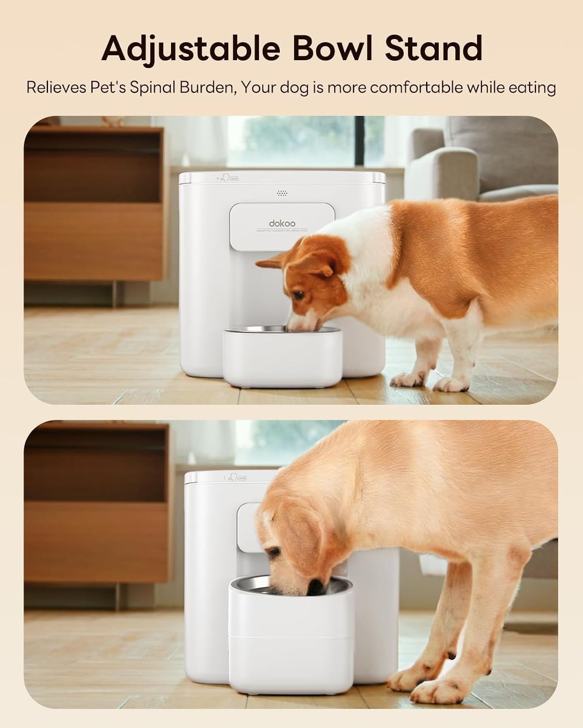 Dokoo Automatic Dog Feeder for Large Breeds, 15L/63 Cups Vacuum-Sealed | Airtight Auto Pet Feeder for Dry Food, Timed Feeding, Anti-Clog Dispenser 2-22mm Kibble, Voice Recorder, Stainless Steel Bowl - Image 4