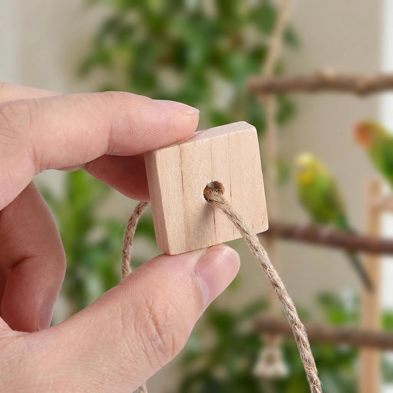 NOLITOY Parrot Toys: 100PCS Wooden Chewing Blocks, Thick Natural Wood for Bird Chew Training, DIY Cage Toys for Parakeet Budgie Conure Macaw Cockatoo - Image 7
