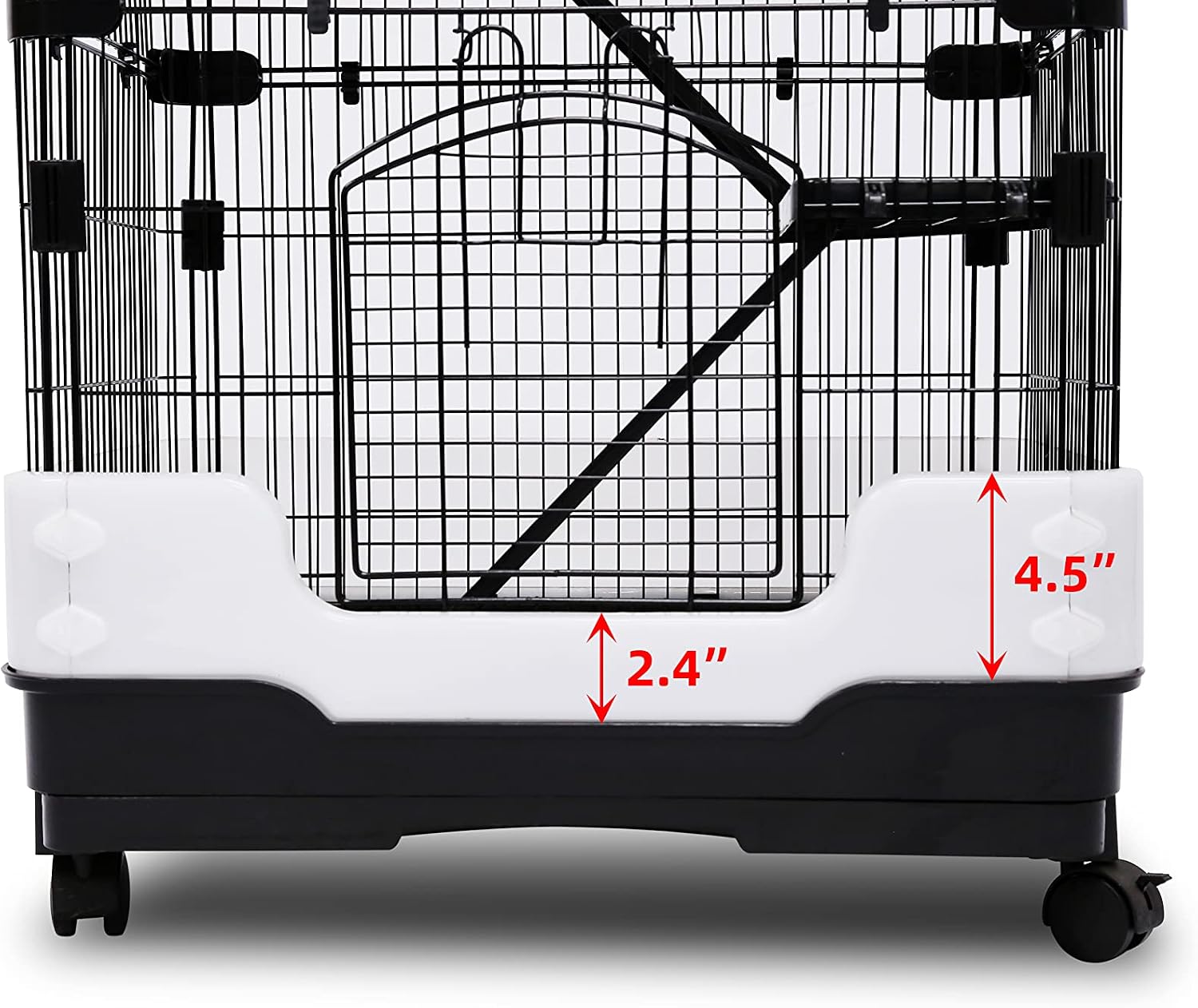 Homey Pet Rat Cage, Small Animal Cage for Ferret, Chinchilla, Guinea Pig | Lockable Wheels, Splash Guard, Easy-Clean Pull-Out Grid Tray, Non-Slip Ramp, Wide Shelf, Safe Lock, Chew-Proof, Black 3-Tier - Image 8