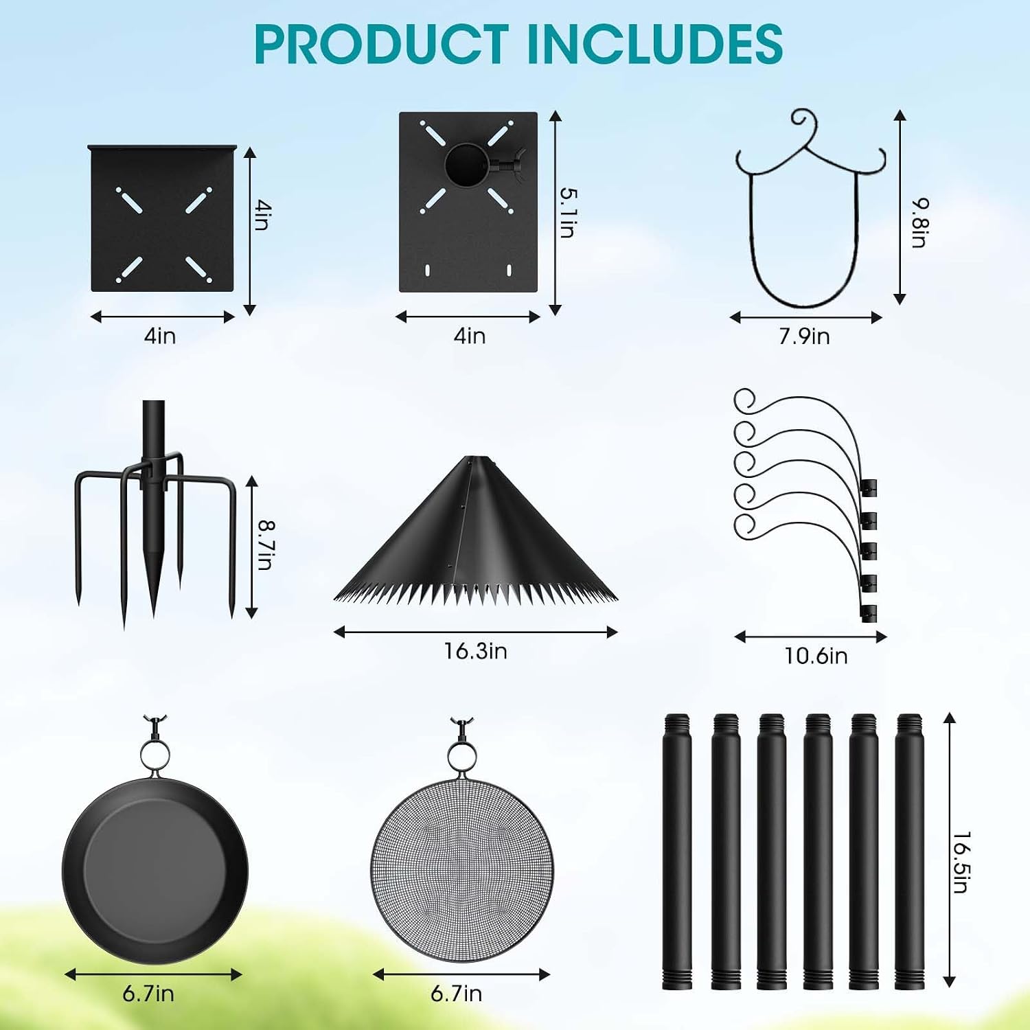 108 Inch Bird Feeder Pole Squirrel Proof, Heavy Duty Bird House Pole, Adjustable Bird Feeder Stand with 5 Shepherds Hooks, 2 Mental Trays, Hummingbird Swing - Image 7