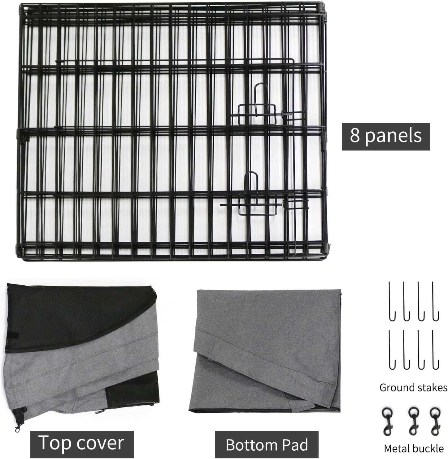 PETIME Foldable Metal Dog Exercise Pen/Pet Puppy Playpen Kennels Yard Fence Indoor/Outdoor 8 Panel 24" W with Top Cover and Bottom Pad (Playpen+Bottom+Top Cover, 8 Panels 24" H) - Image 6