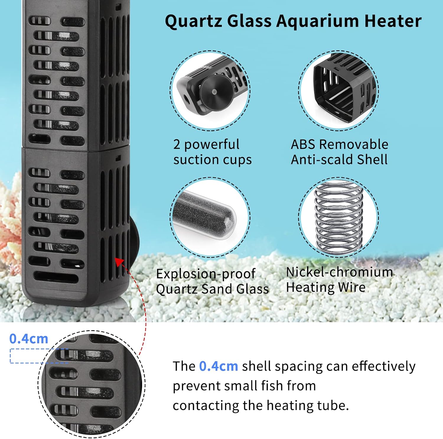 HiTauing Aquarium Heater, 50W/100W/200W/300W/500W Submersible Fish Tank Heater with Over-Temperature Protection and Automatic Power-Off When Leaving Water for Saltwater and Freshwater - Image 3