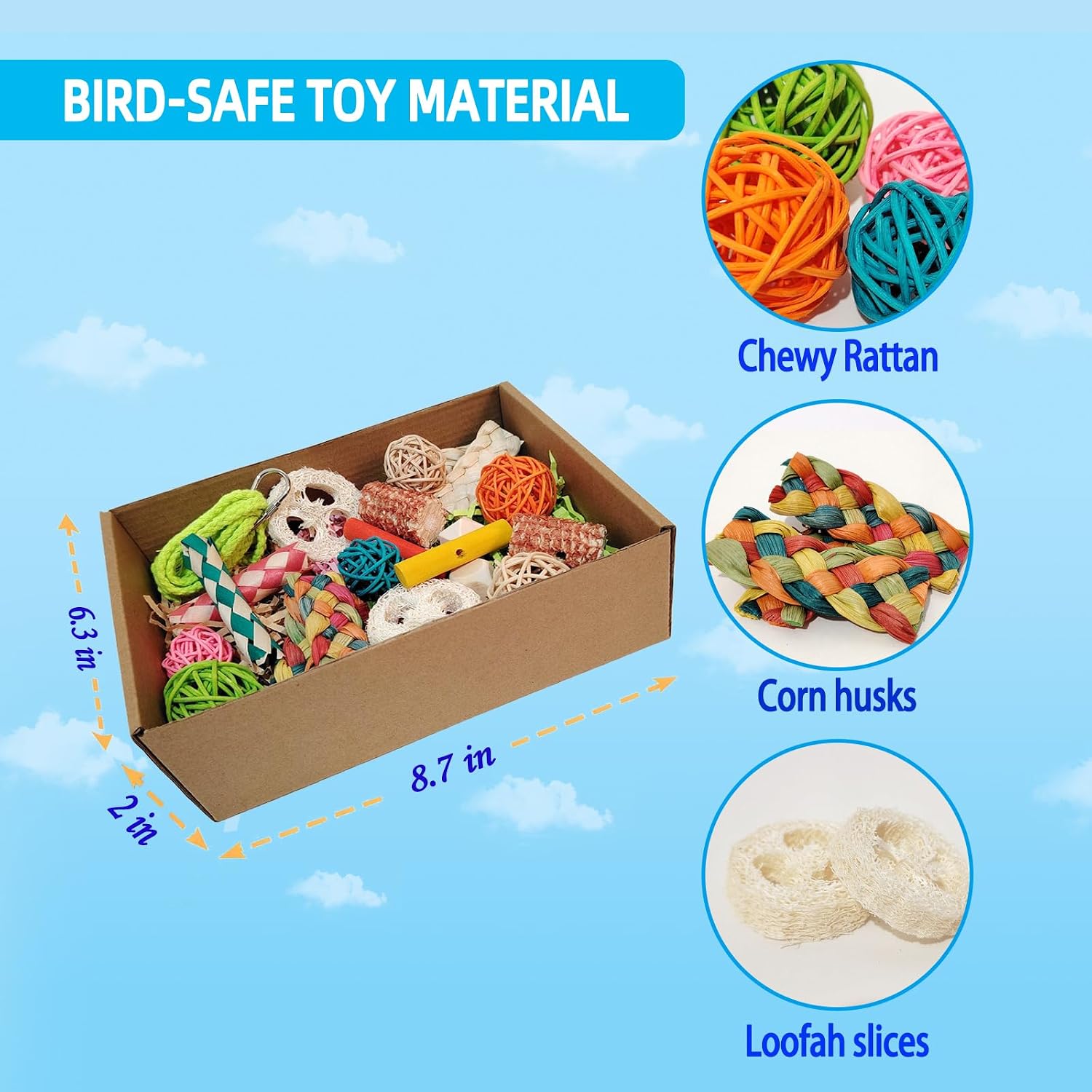 bird toys,Colorful Parrot Foraging and Tearing Toy Box - Suitable for chewing and foraging of long tailed parrots, Quaker parrots,cockatoos, Sun Conure, and other small and medium-sized parrots - Image 5
