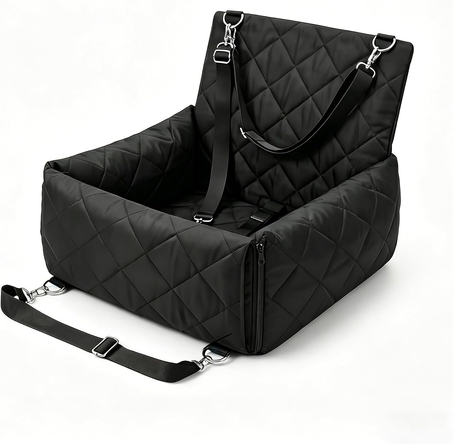 6-in-1 All-Season Waterproof Dog Car Seat, Dog Booster Seat for Small Medium Dogs, Foldable Pet Car Carrier, Travel Bed with Safety Leash, Washable Detachable Cover - Image 9