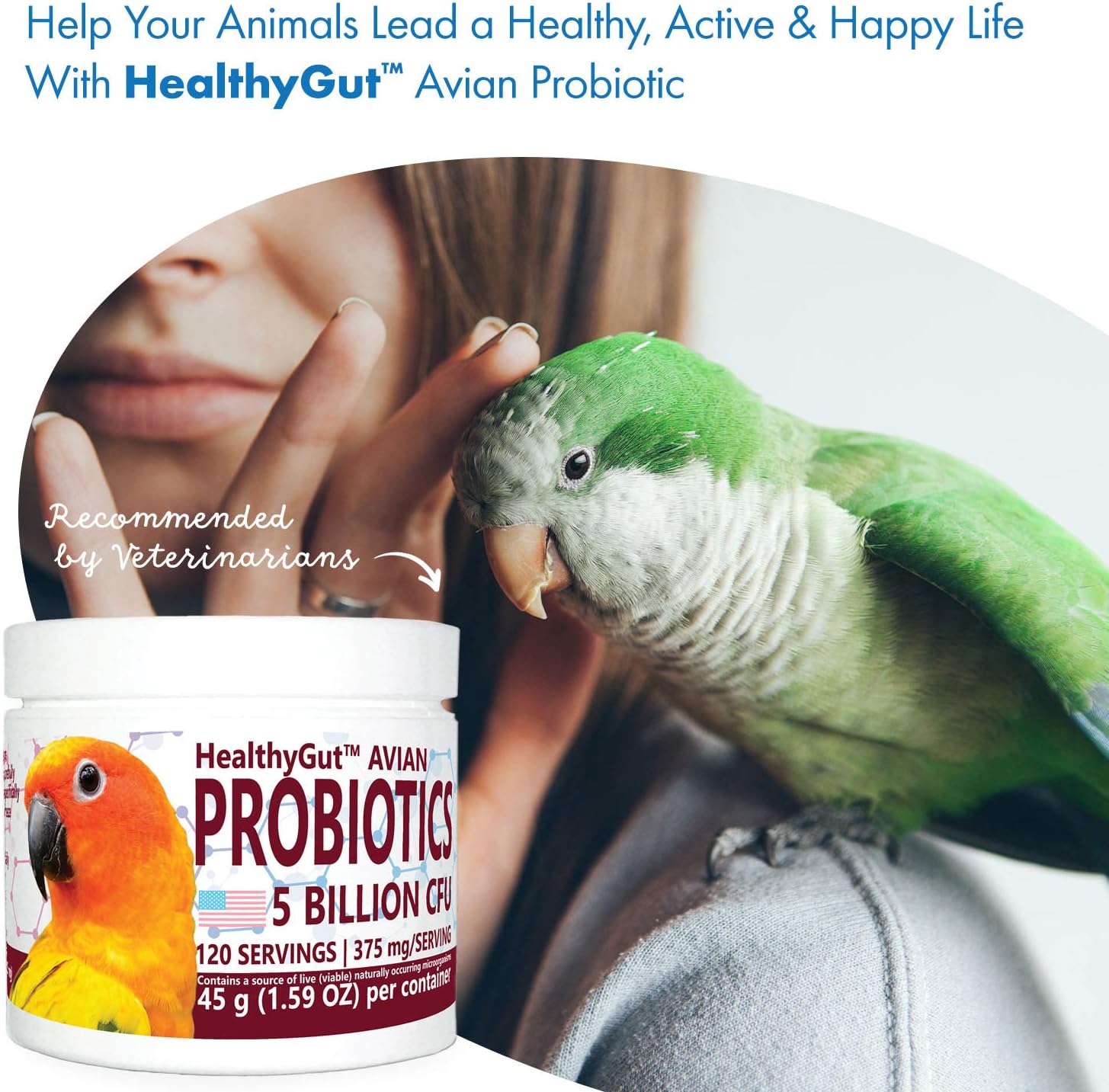HealthyGut™ Avian Probiotics Dietary Supplement for Parrots, All-Natural Digestive System Formula (120 Servings) - Image 6