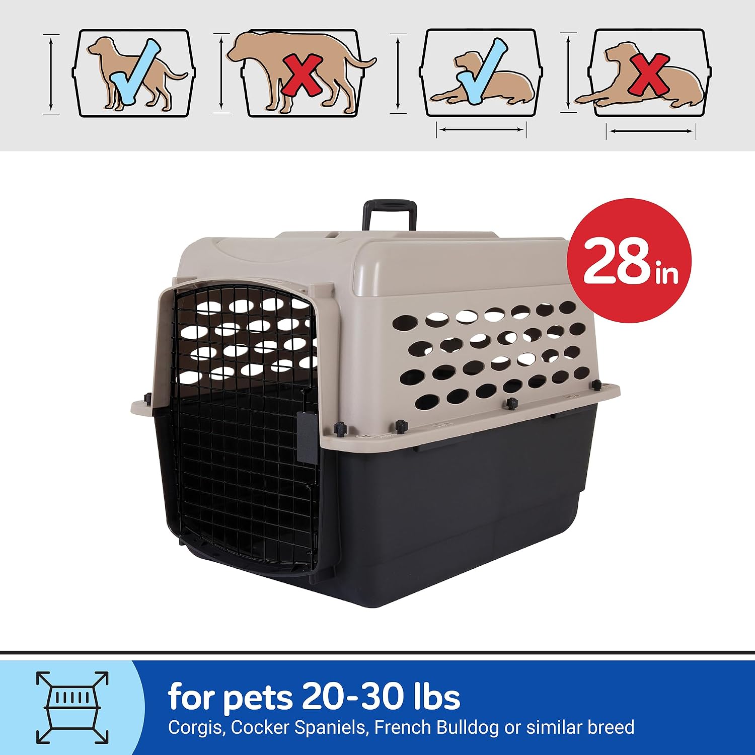 Petmate Vari Dog Kennel - Portable Dog Carriers & Crates for Medium Dogs, Airline-Friendly, Durable Plastic, Pet Carrier For Home and Travel, 28 Inches, Taupe and Black | Airline friendly pet carrier, durable plastic shell, great at home and on trips, secure travel design, easy to transport - Image 6