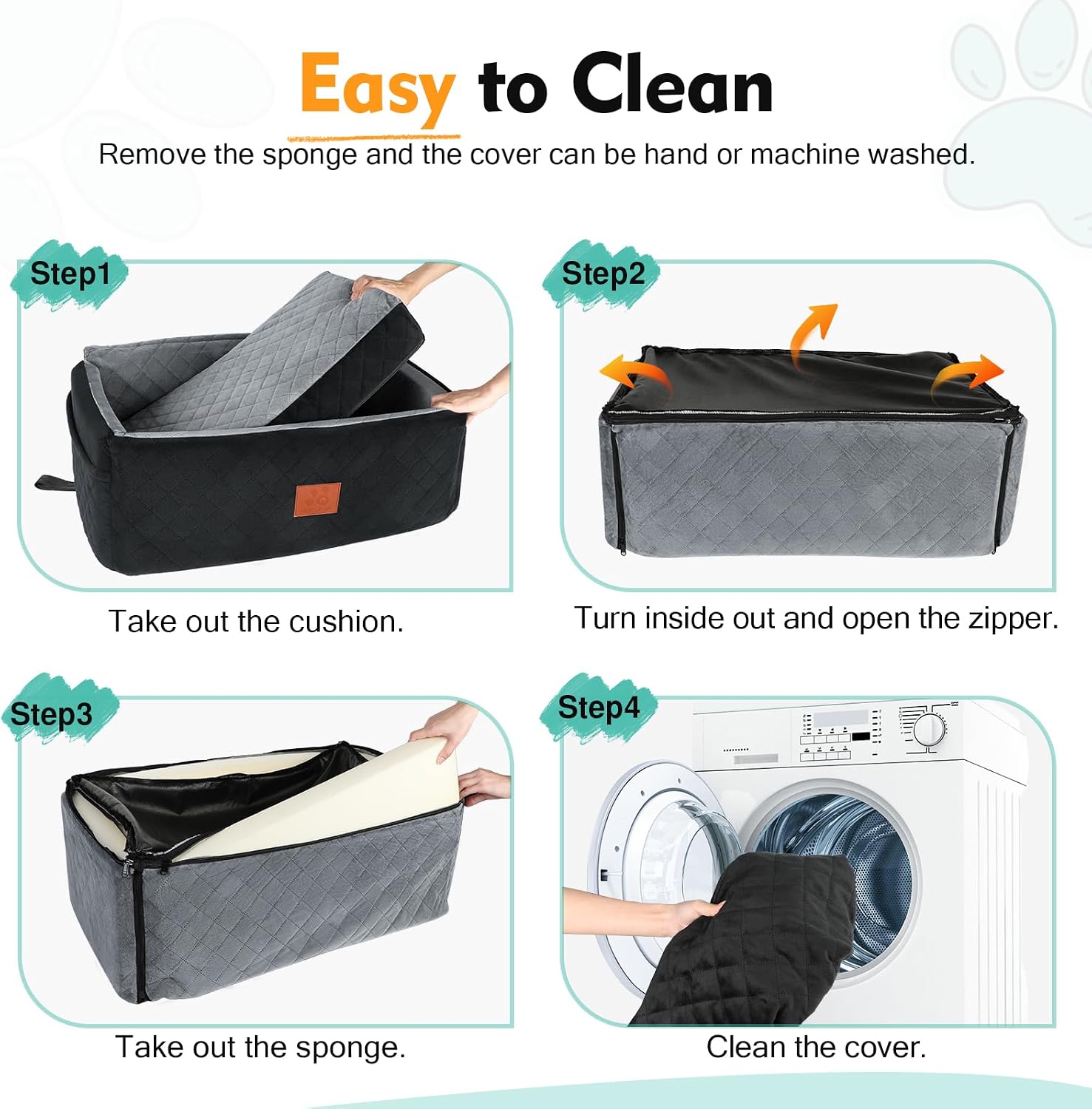 Dog Car Seat for Large Medium Dogs,Washable Pet CarSeat Under 55 lbs or 2 Small Dogs,Dog Booster Seat Travel Bed with Thick Cushion,2 Safety Leashes - Image 5