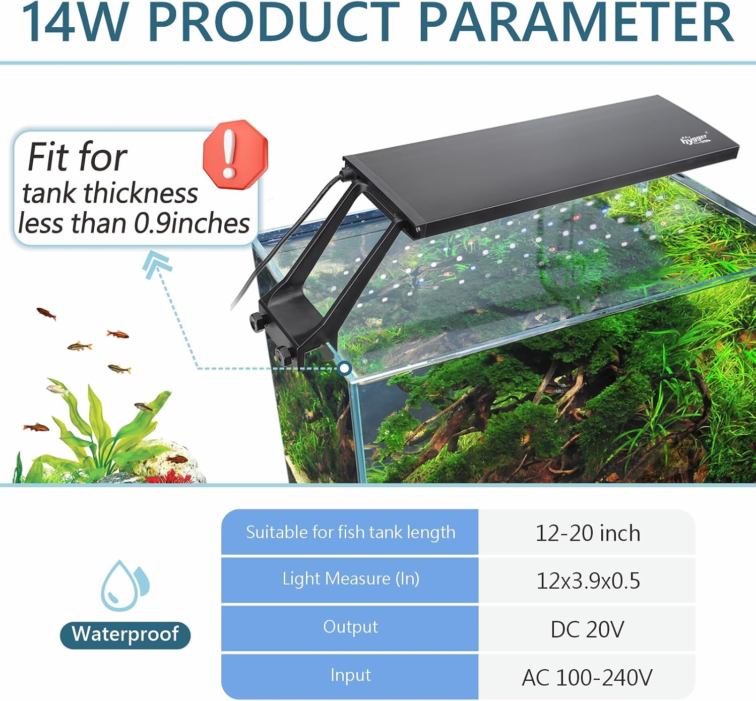 hygger Clip On 24/7 Lighting Aquarium LED Light,Sunrise-Daylight-Moonlight and DIY Mode, Adjustable Timer/Brightness Fish Tank Light with 7 Colors for Planted Tank (14W for 12~20in Tank) - Image 5