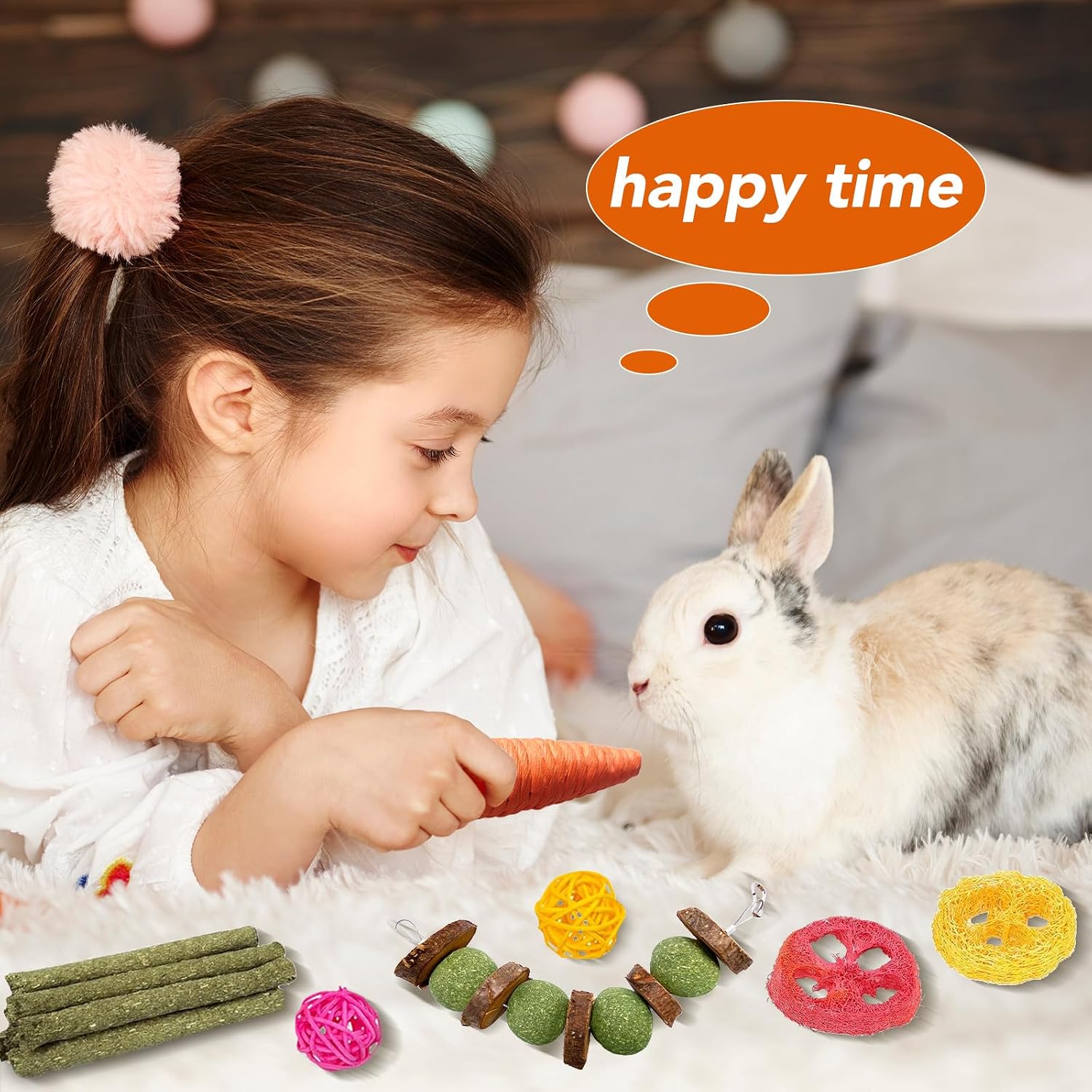 Jorewood 21 Pcs Rabbit Chew Toys for Teeth, Natural Bunny Toys Peach Wood Grass Timothy Sticks Chew and Treat for Guinea Pigs Hamster Chinchillas and Other Small Pets - Image 5