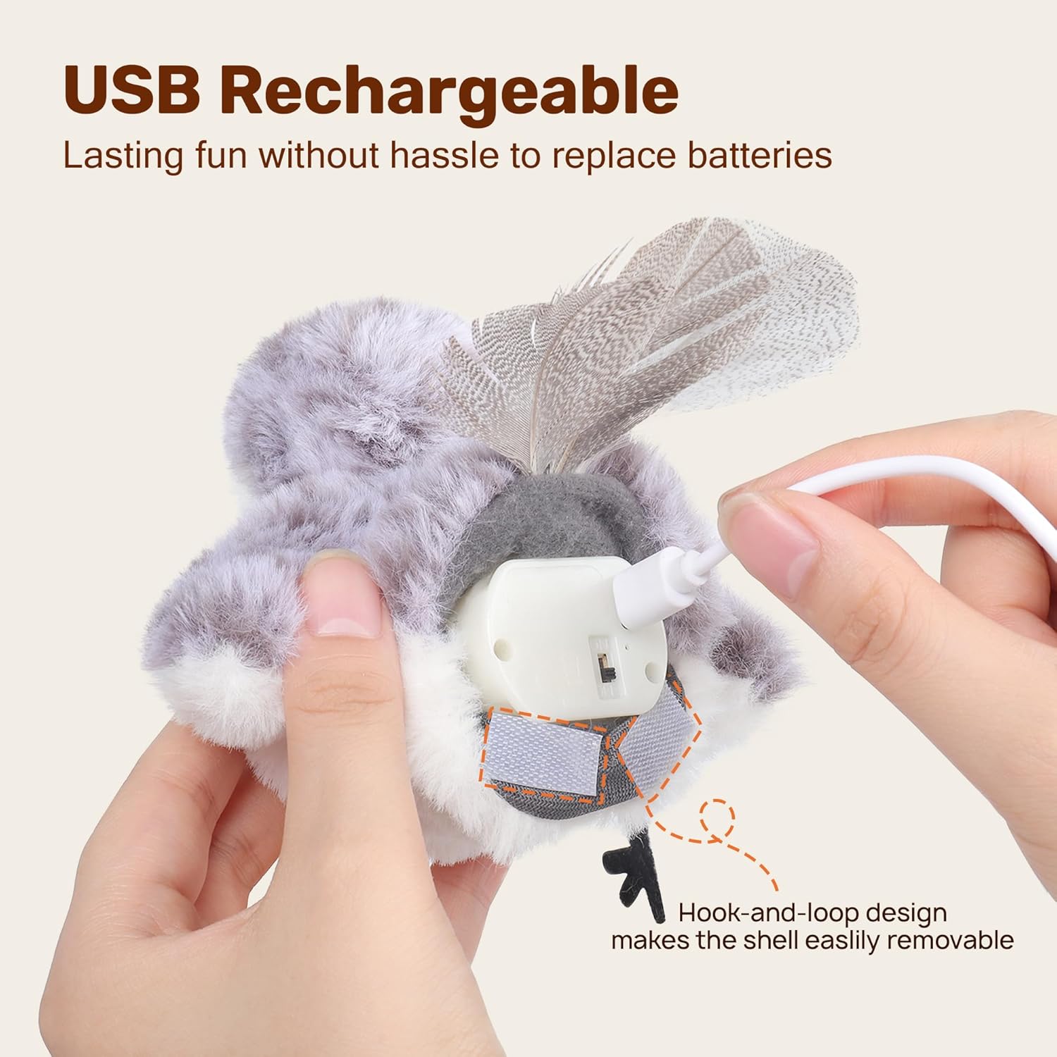 Potaroma Cat Toys Flapping Bird (No Flying), Lifelike Sandpiper Chirp Tweet, Rechargeable Touch Activated Kitten Toy Interactive Cat Exercise Toys for All Breeds Cat Kicker Catnip Toys 4.0" | Lifelike Sandpiper Chirp, Touch Activated, Rechargeable Kitten Kitty Exercise Catnip Kicker for All Breeds 4.0 Inches - Image 5