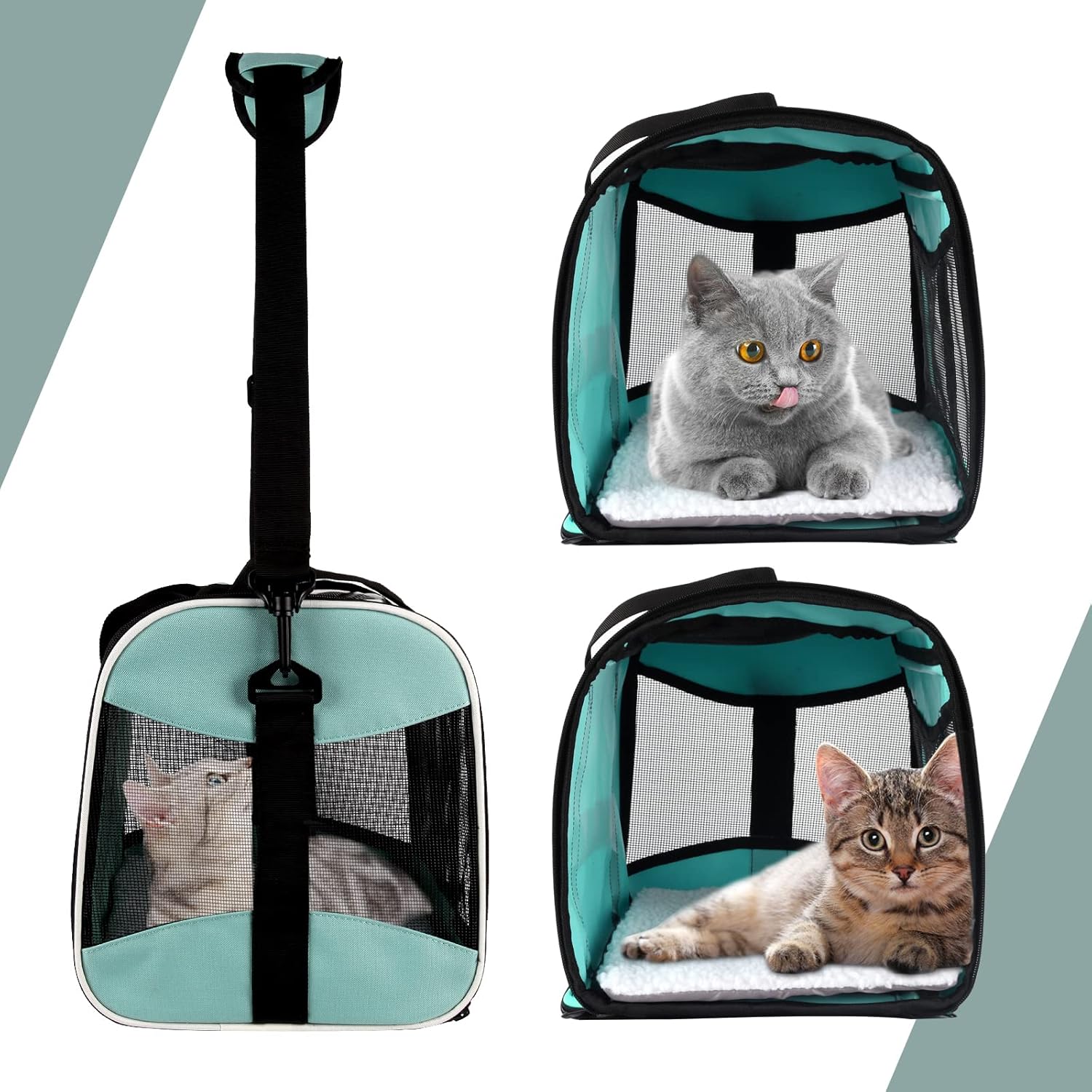 Cat Dog Carriers Soft-Sided Pet Carrier Large Cats for Medium Big Cat Small Dog Puppy up to 16lbs TSA Airline Approved Animal Collapsible Cat Carrier Carriers Travel Carrier Cat Bag (17x11x11) - Image 3