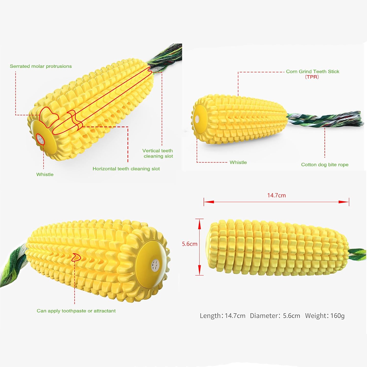 Carllg Dog Chew Toys for Aggressive Chewers, Indestructible Tough Durable Squeaky Interactive Dog Toys, Puppy Teeth Chew Corn Stick Toy for Small Medium Large Breed - Image 2
