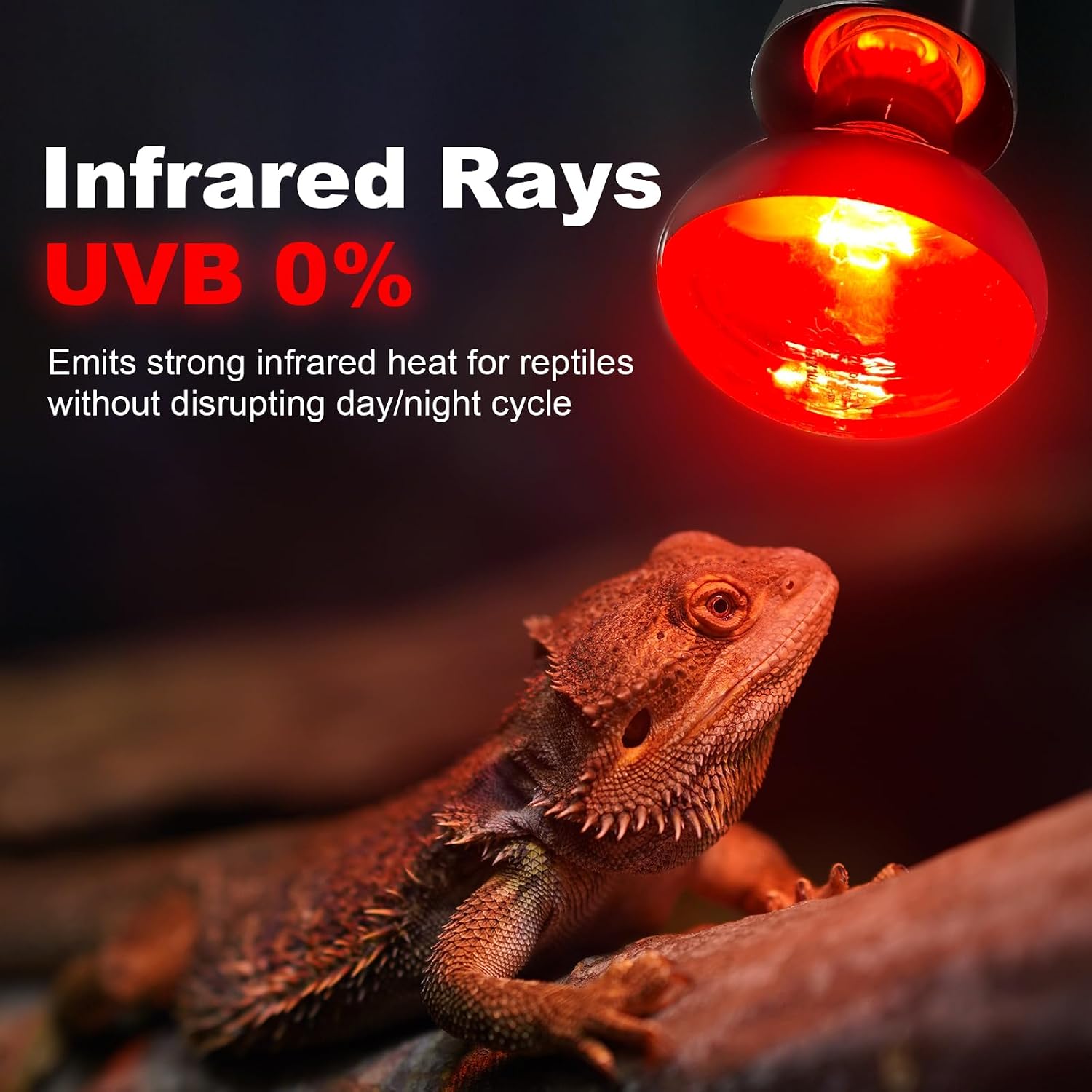 MIXJOY 150W Infrared Heat Lamp Bulbs, 2 Pack Reptile Infrared Heat Emitter Red Heat Lamp Bulbs Basking Light Bulbs for Reptiles, Bearded Dragon, Lizard, Tortoise, Chickens, Pets - Image 2