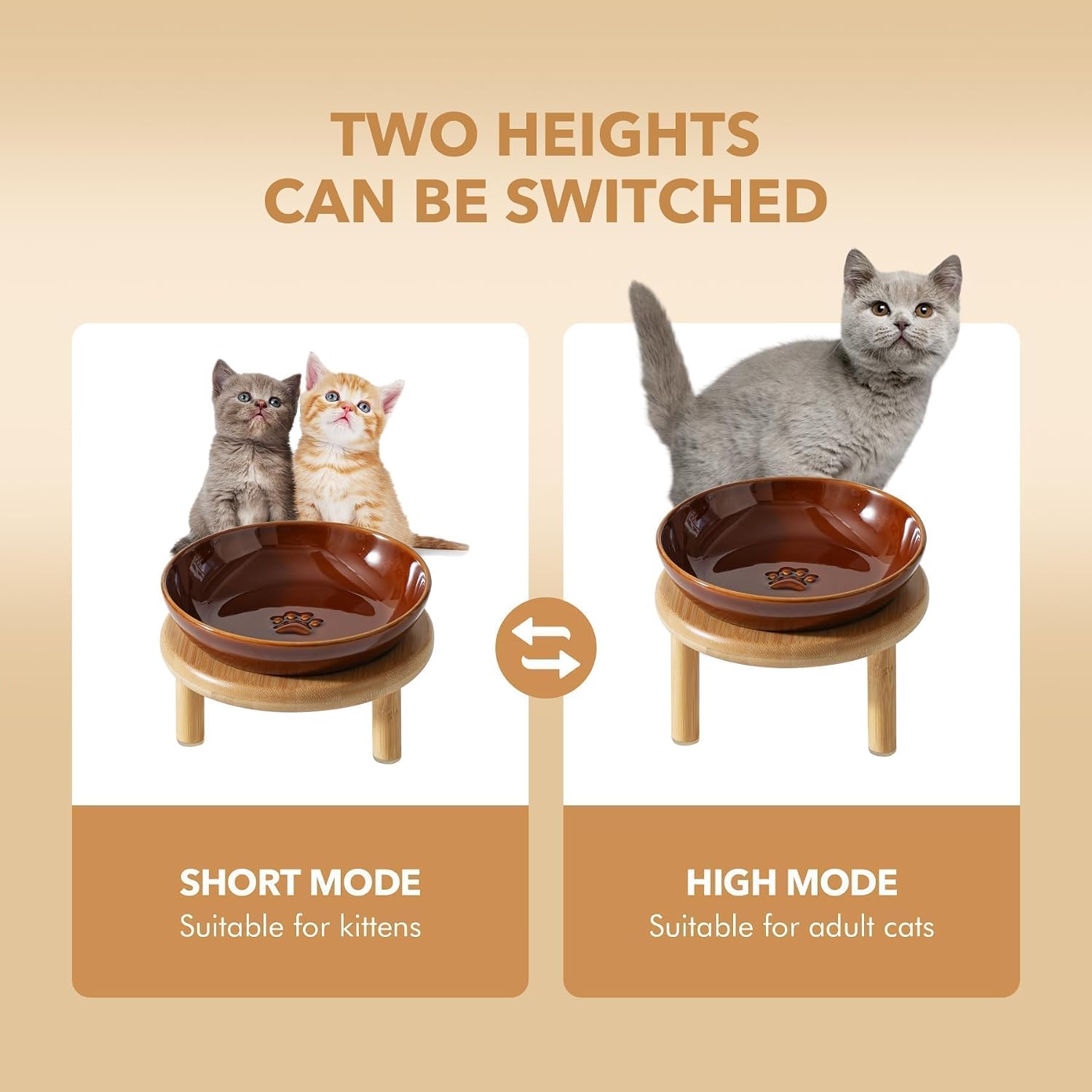 Havniva Elevated Cat Bowls Raised Ceramic Cat Bowl, 5.7” Wide Opening Cat Food Bowl Whisker Friendly Cat Dish Anti-Slip with Bamboo Stand, Shallow Pet Food & Water Bowl for Indoor Cats - Image 8