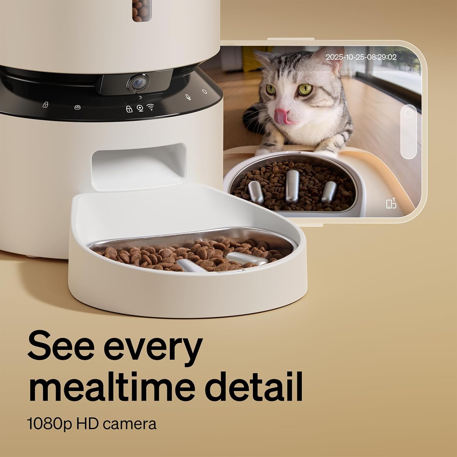 PETLIBRO Automatic Cat Feeder with Camera, Auto Pet Food Dispenser Slow Feeder Dog Bowl, 1080P HD Video with Night Vision, 5G WiFi with 2-Way Audio, Stainless Steel Slow Food Tray for Small Dogs - Image 4