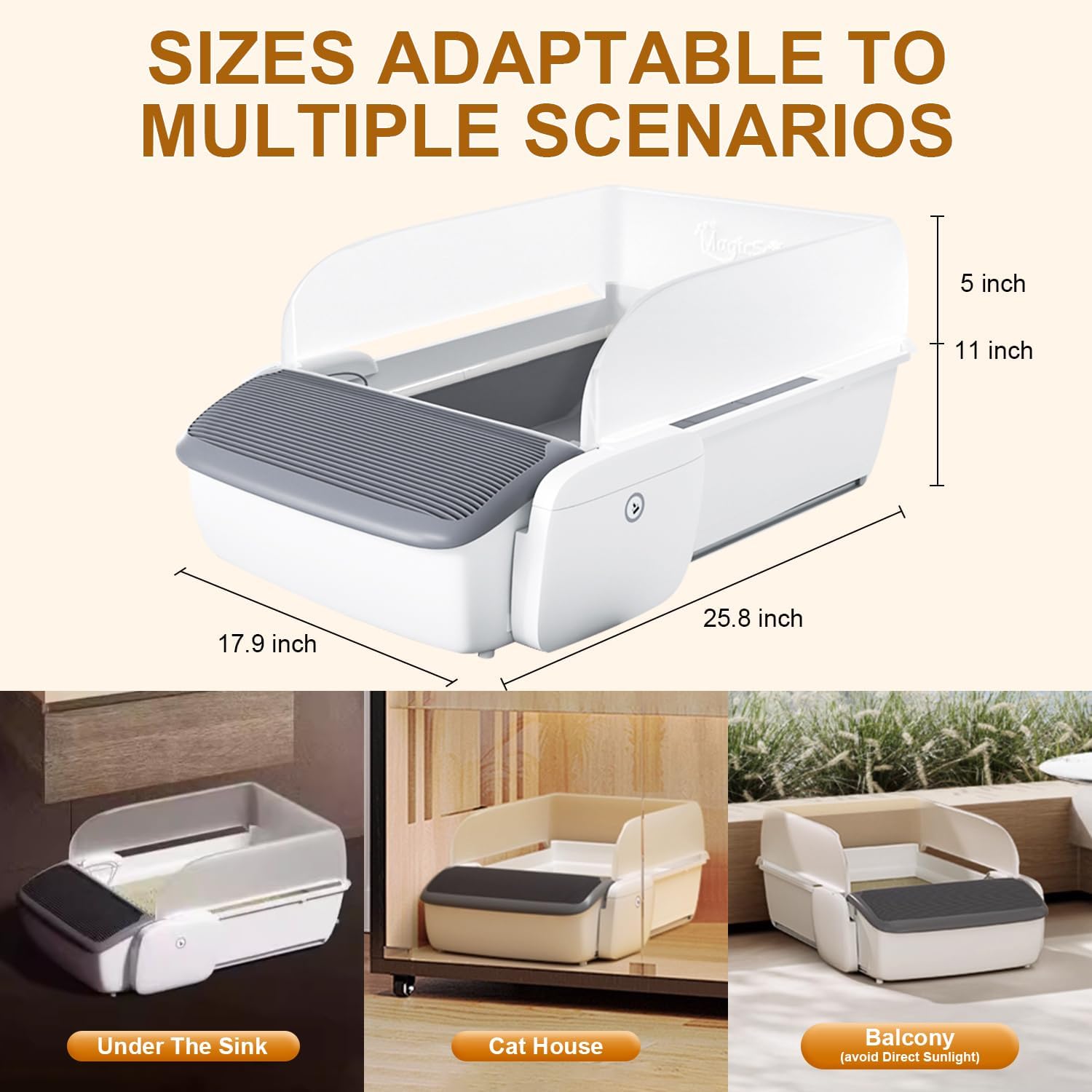 Self Cleaning Cat Litter Box Automatic Litter Box for Multiple Cats | 2026 Upgraded Open Top Extra Large with App Control/Splash Guard/Safety Anti-Pinching Design/Odor Control Includes Waste Bags - Image 8