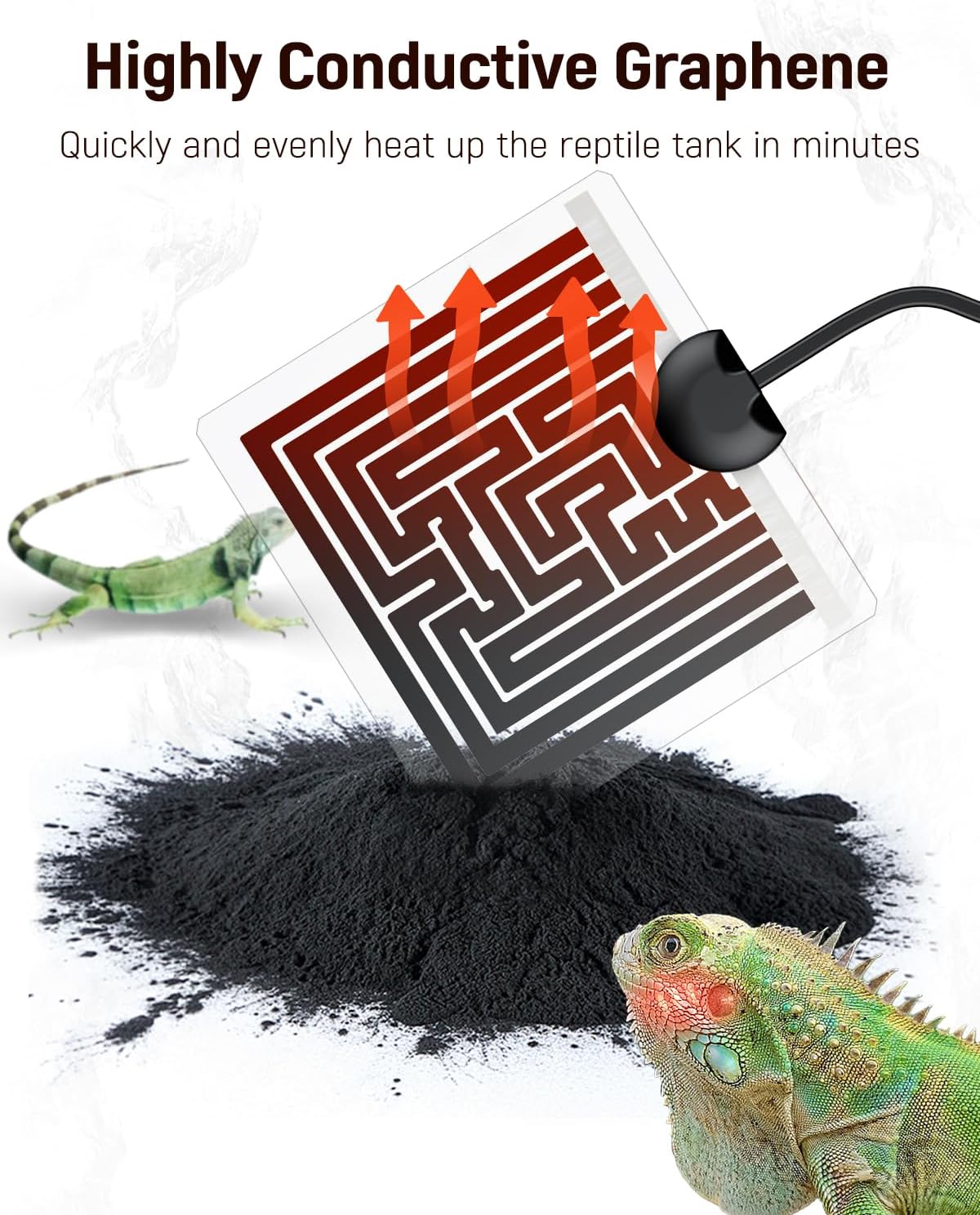 Pawfly 5 W Reptile Heat Pad 6 x 5.5 Inch Reptile Heating Pad Under Tank Terrarium Safe Fast Heating Mat Heat Mat for Turtles Frogs Snakes Lizards Geckos Hermit Crabs Spiders & Other Reptiles - Image 2