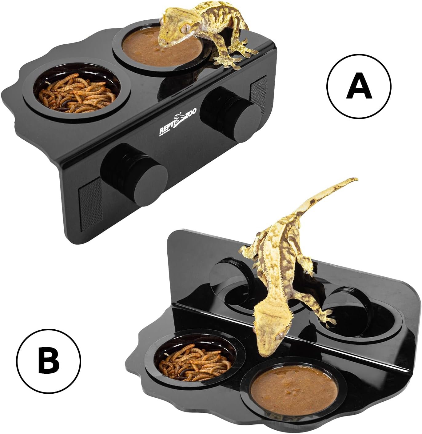 REPTI ZOO Magnetic Gecko Feeding Ledge, Acrylic Aboreal Feeding Ledge with 6PCS Cups, Strong Magnetic Reptile Ledge Gecko Food Ledge - Image 5