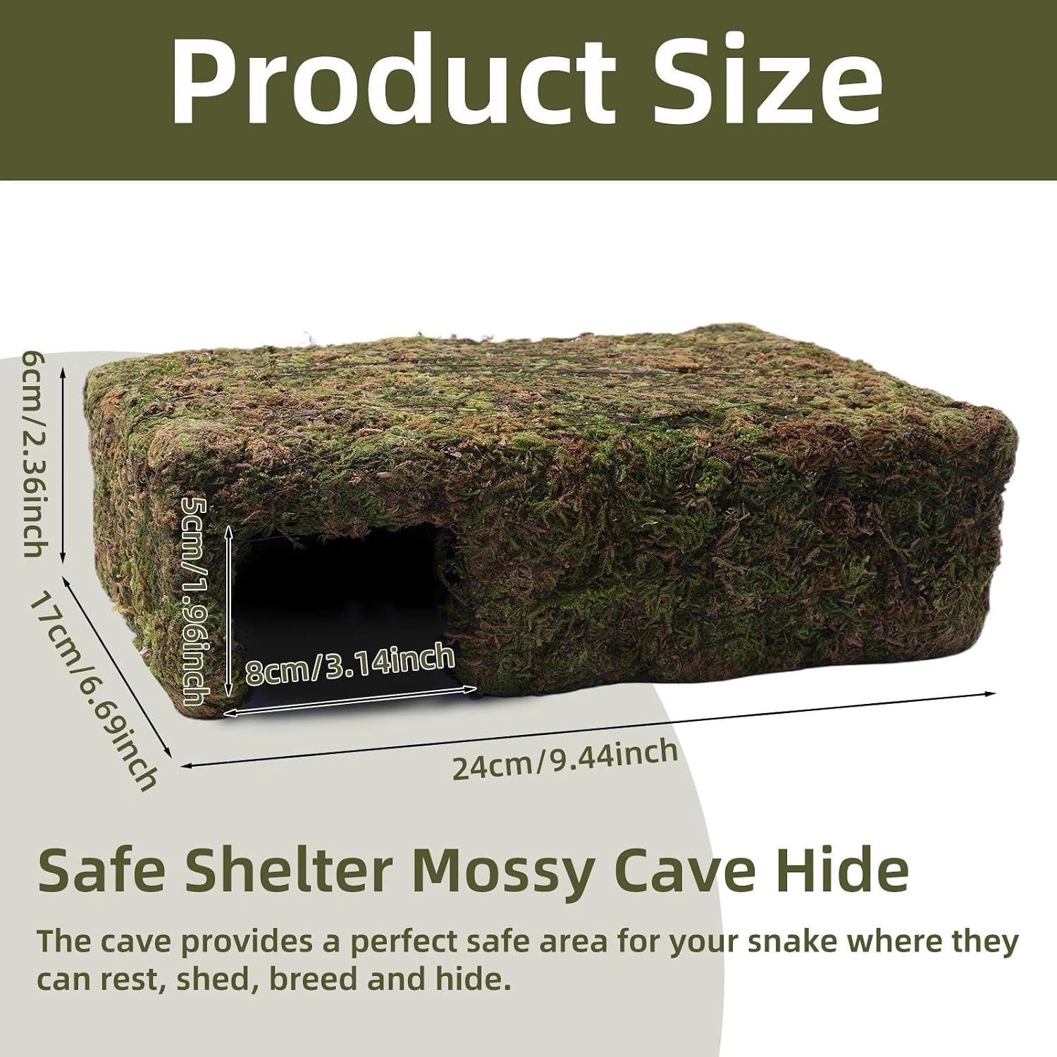 Yellow Mossy Cave Hide for Reptiles, Lizard Gecko Snake Shelter Hut | Yellow Color Lizard Moss Hideout, Snake Cave Hut, for Themed Terrarium Ideal for Gecko Hamster Snake to Rest & Hide - Image 2