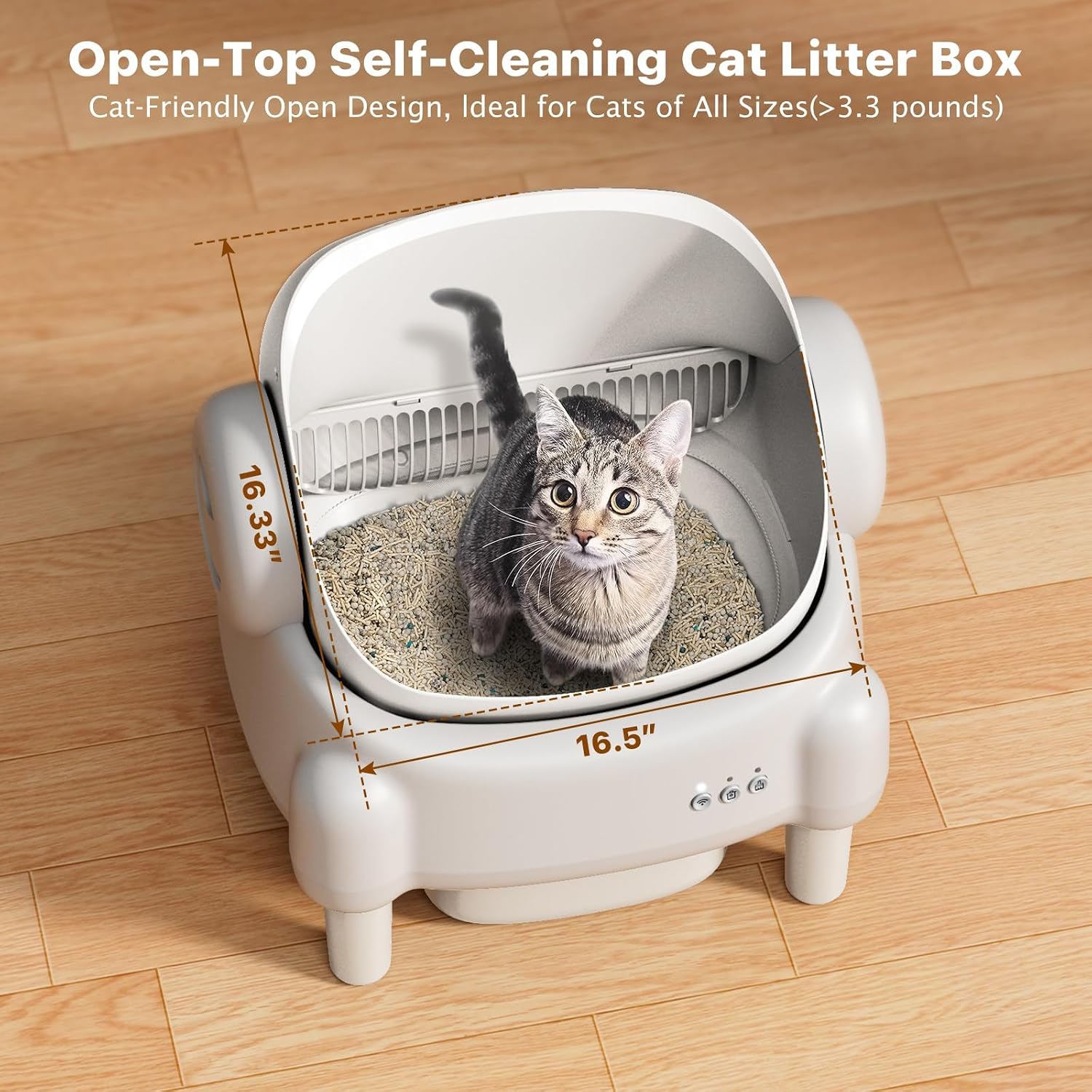 Automatic Cat Litter Box,Self Cleaning Litter Box for Multiple Cats with Open Top Design, App Control, Safety Protection, Ultra-Quiet,Easy Setup,White - Image 2